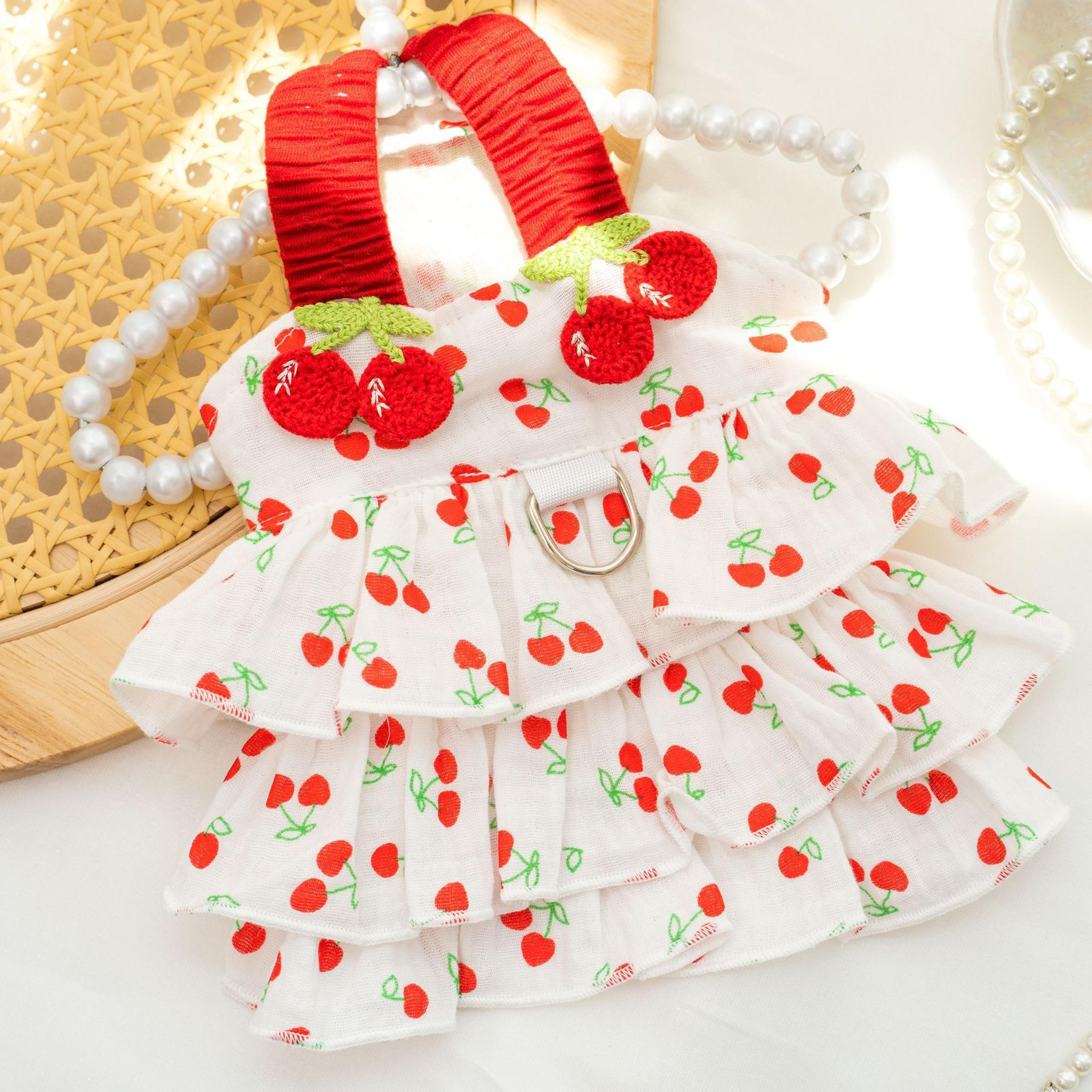 sweet layered dog dress for small dogs & cats breathable pet summer dress with printed cake skirt