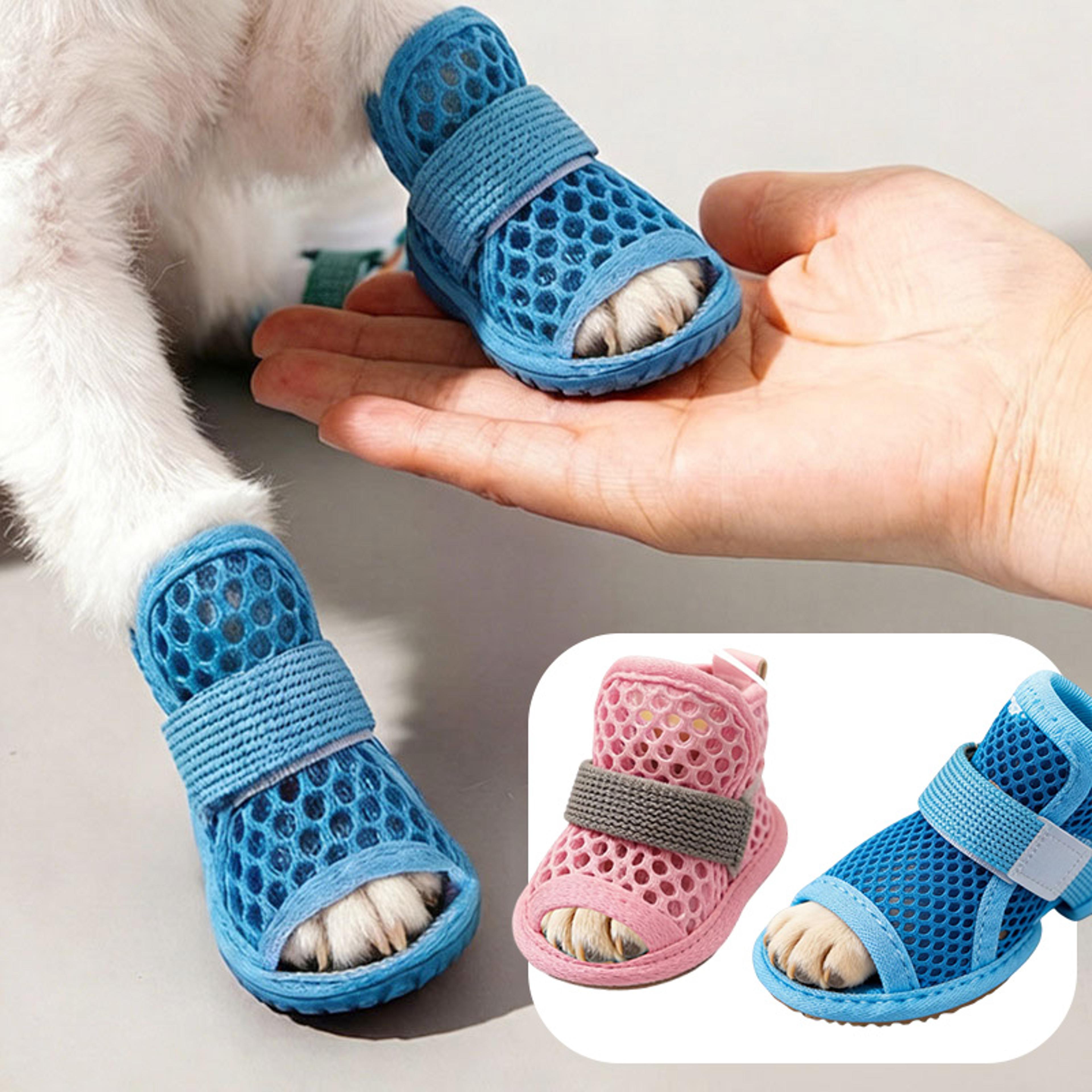 cute dog shoes breathable mesh dog boots with non slip sole and elastic straps for small pets