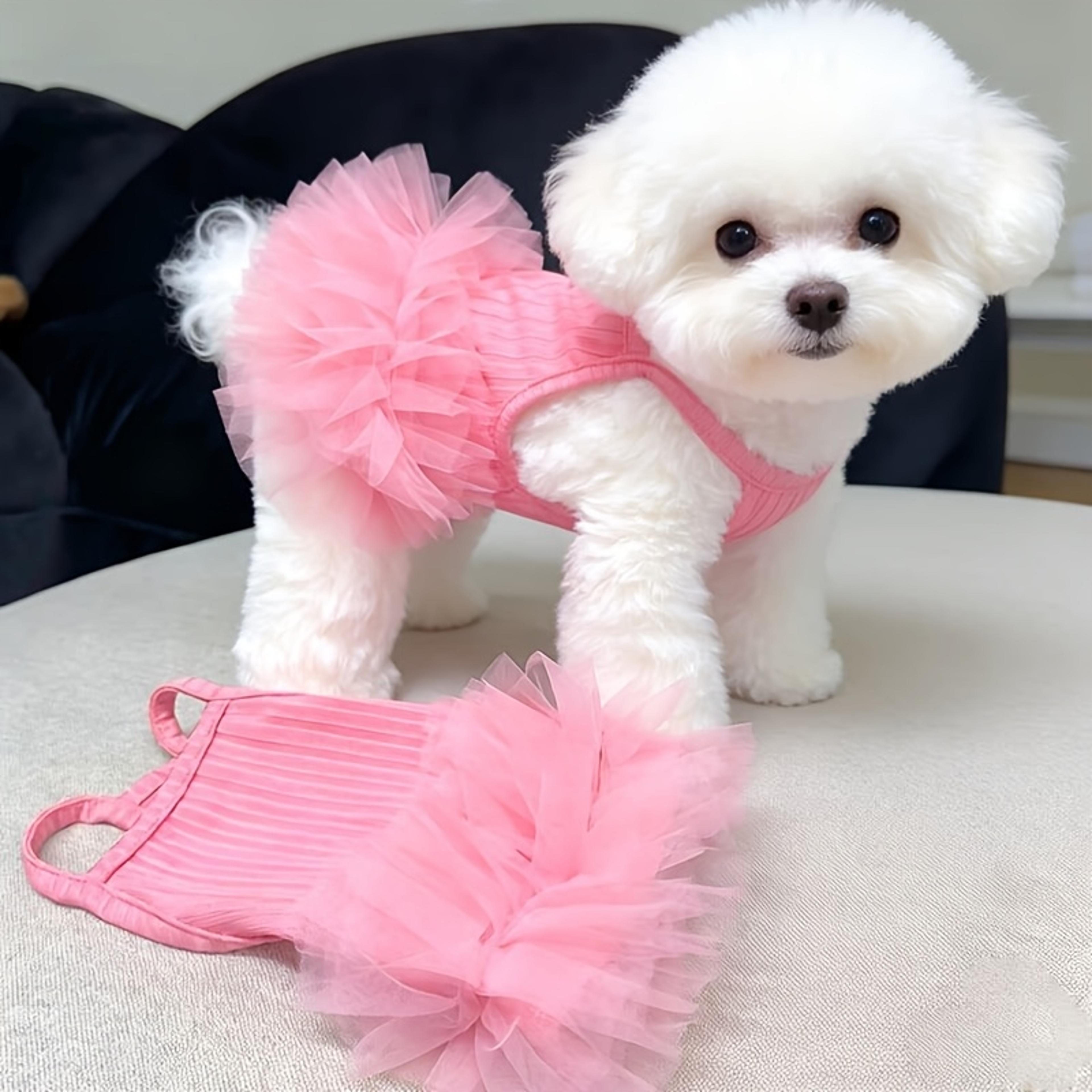 elegant dog wedding dress for small dogs & cats breathable pink princess tulle party outfit