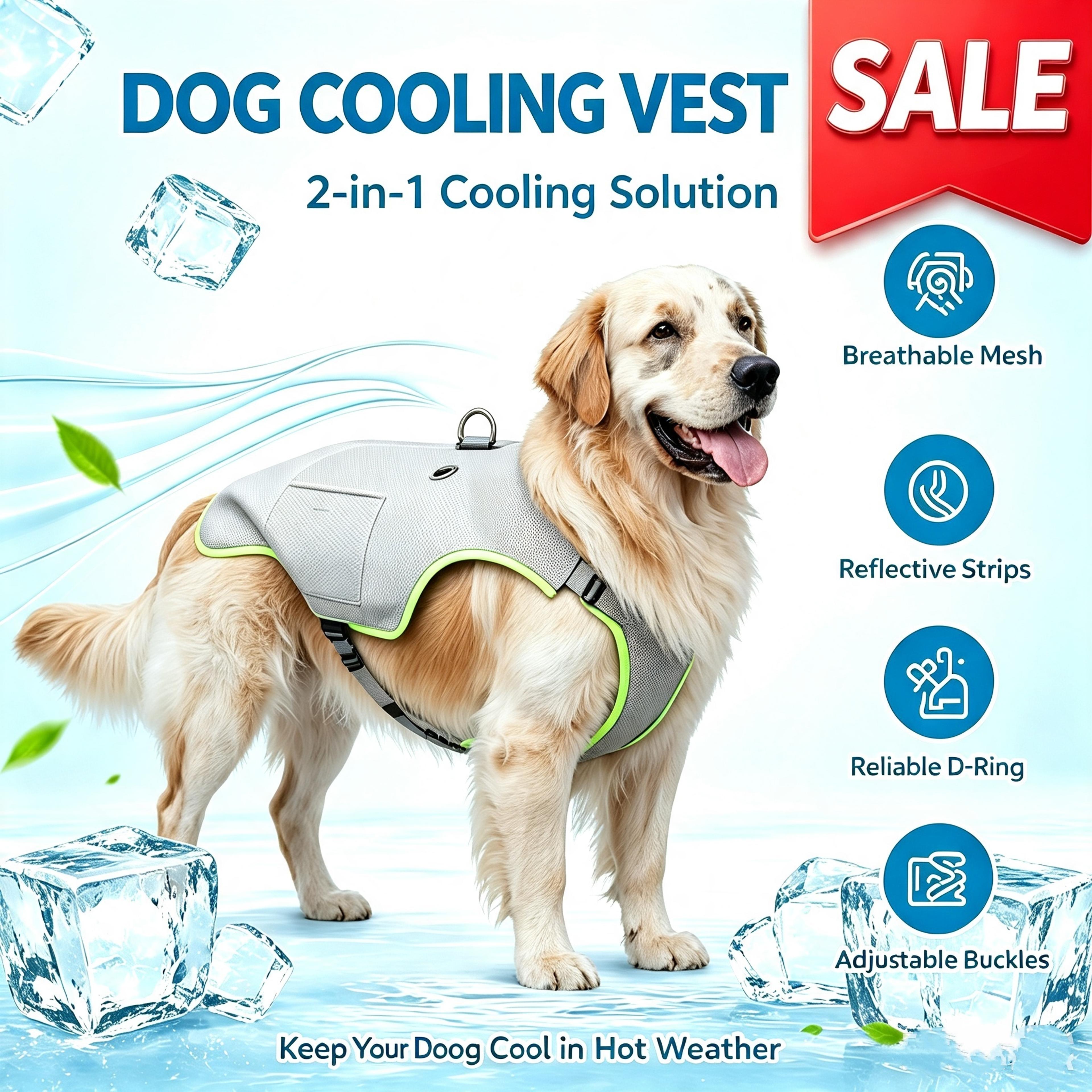 cooling dog vest with ice pack breathable dog cooling vest for small, medium & large dogs