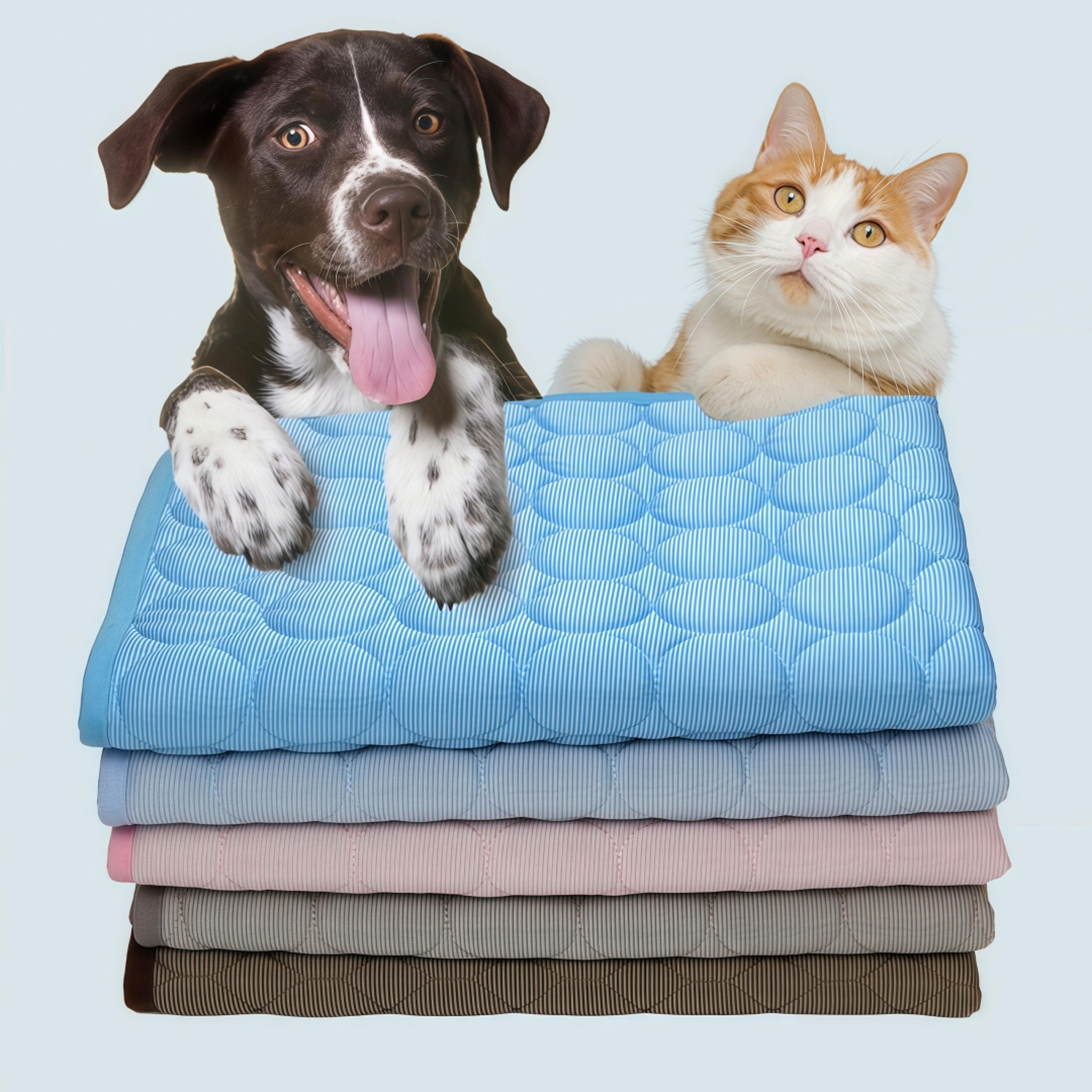 ice silk pet cooling mat for dogs & cats breathable non-slip washable summer cooling pad