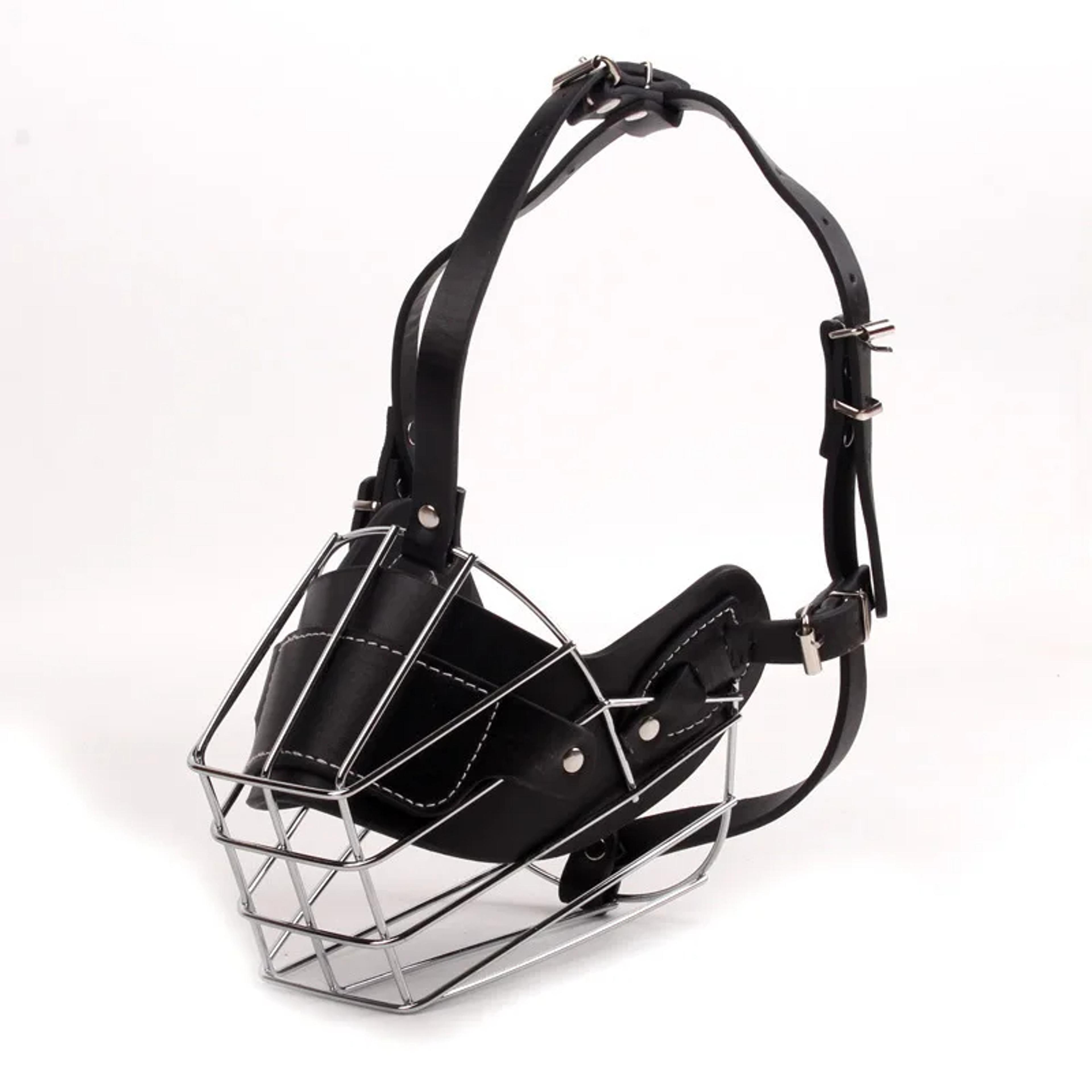adjustable dog muzzle breathable leather metal basket dog muzzle for safe training & walks