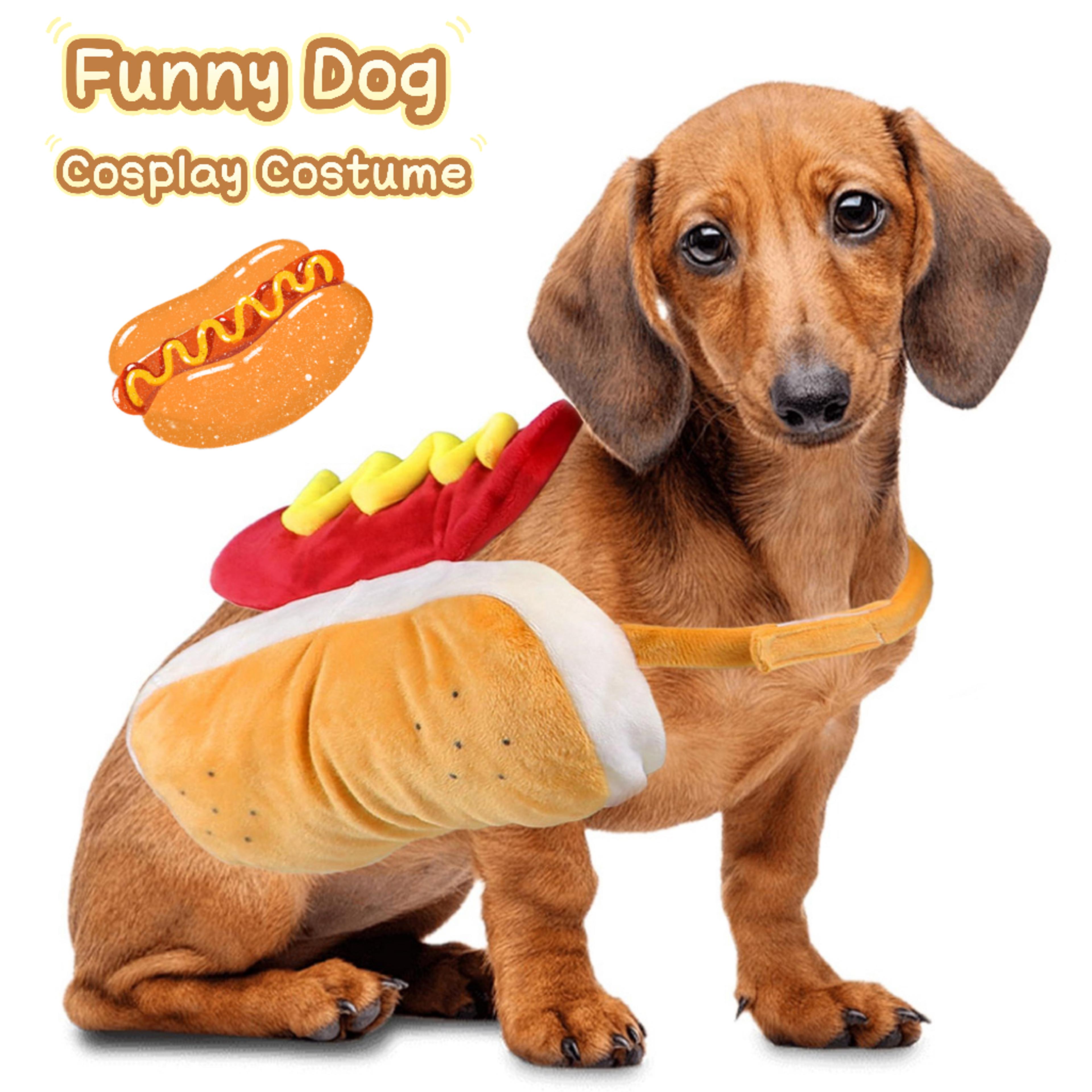 funny hot dog dog costume adjustable halloween pet cosplay outfit for small medium large dogs & cats