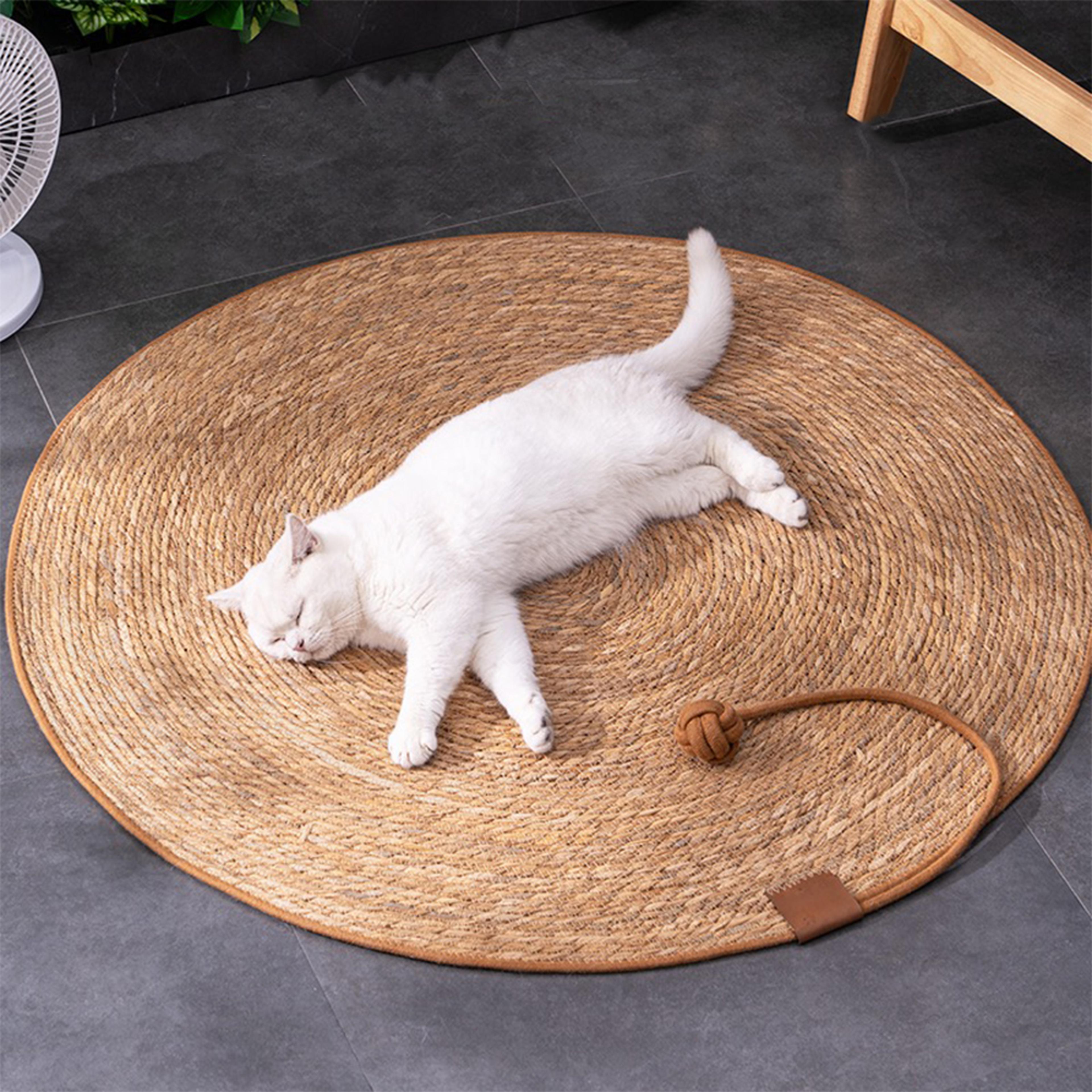 natural cat scratcher mat rattan cat scratching pad furniture protector for cats