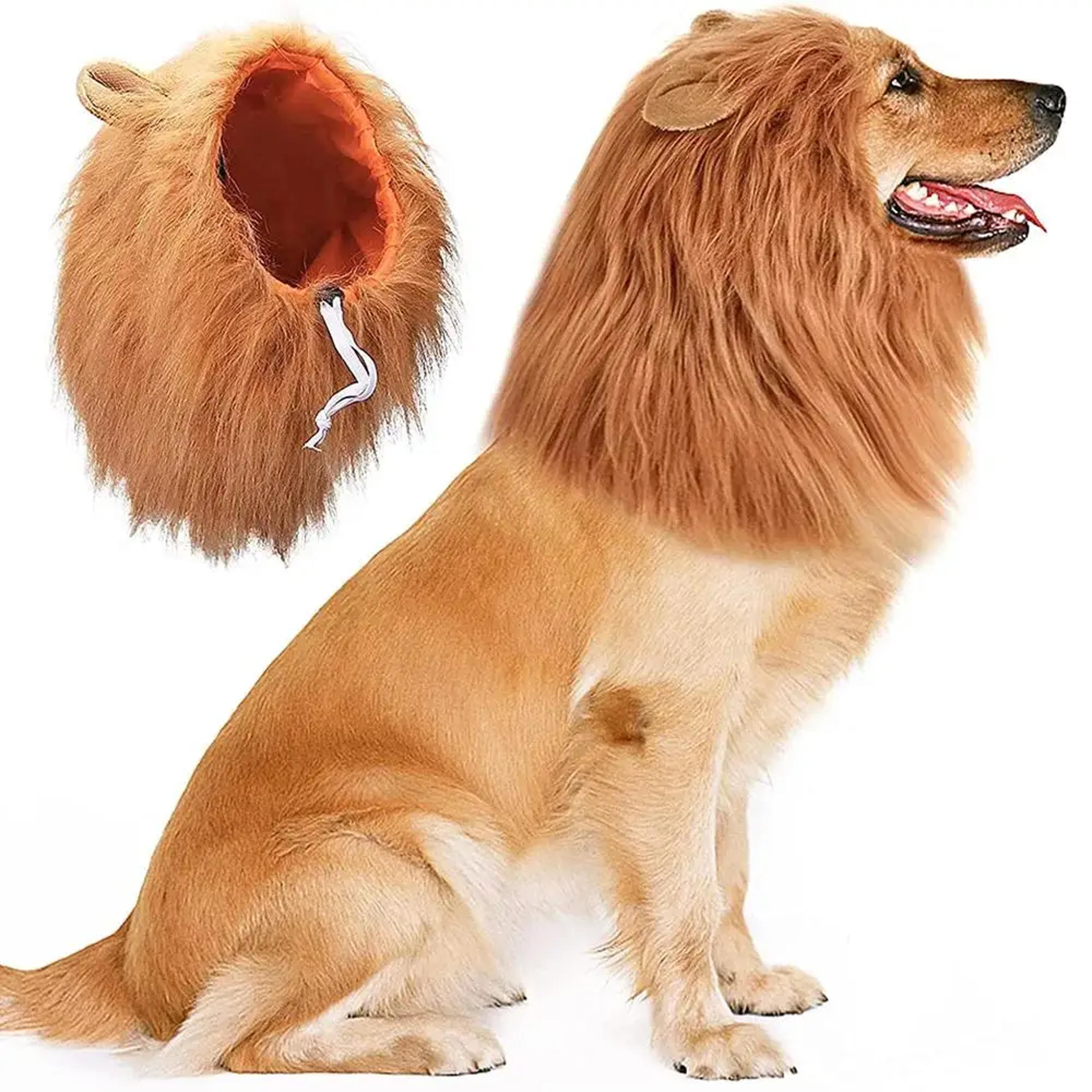 realistic dog lion mane costume adjustable pet lion wig for halloween parties & cosplay