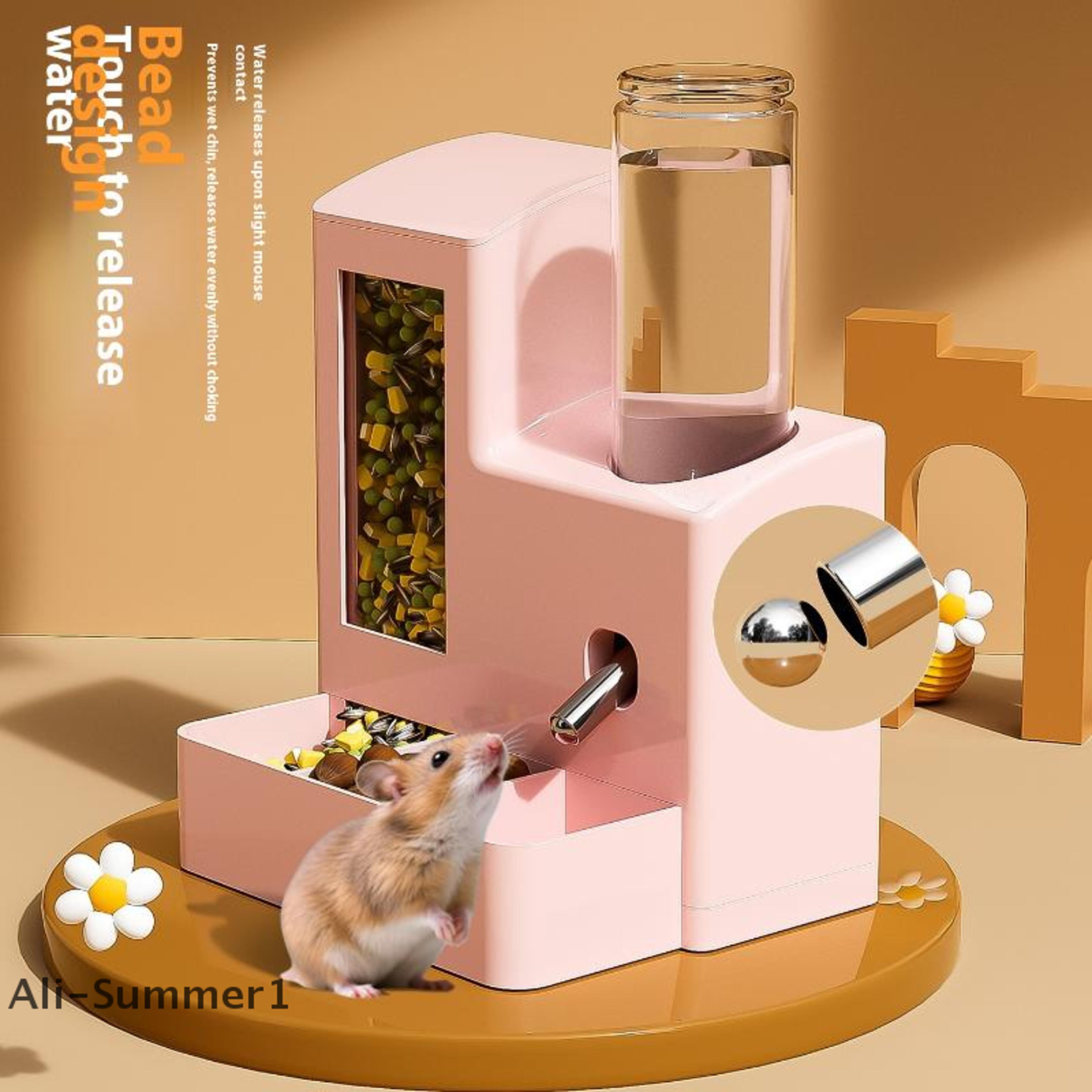 automatic hamster feeder & water dispenser for small pets leakproof food bowl