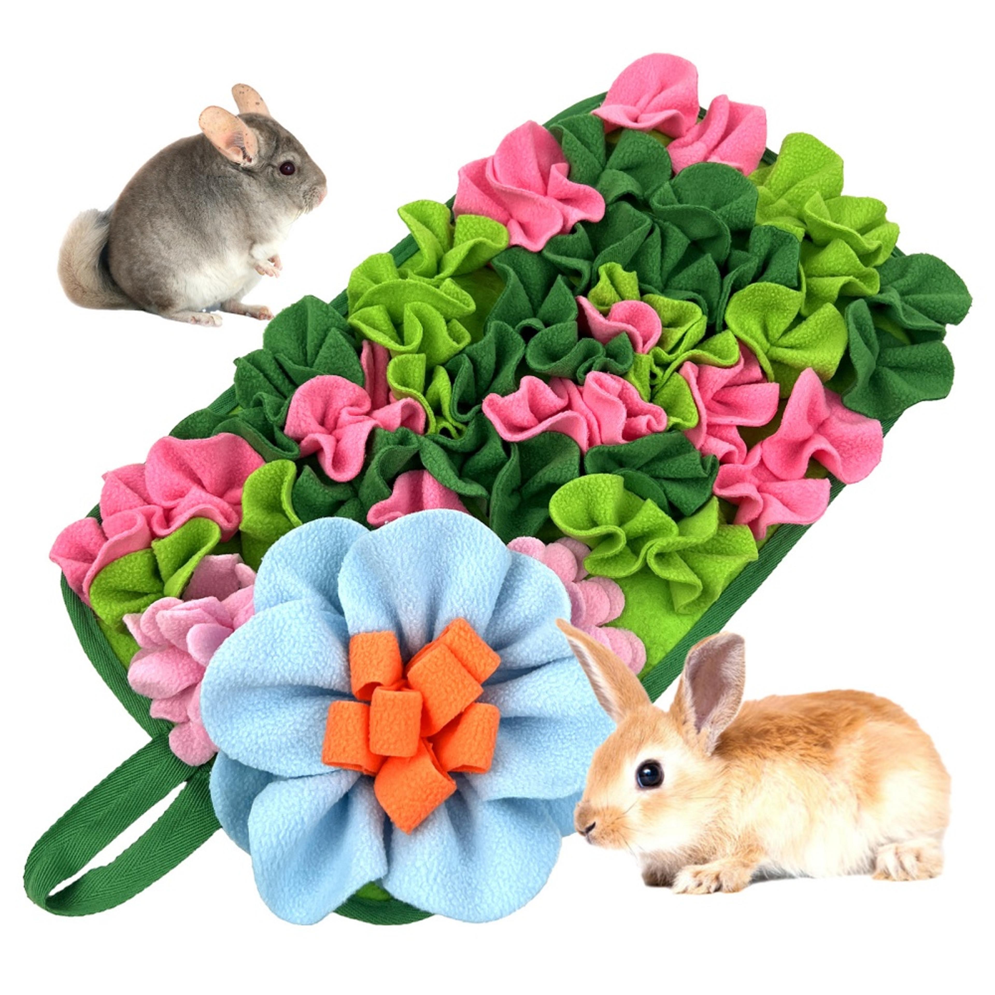 interactive rabbit snuffle feeding mat for small animals floral foraging puzzle toy