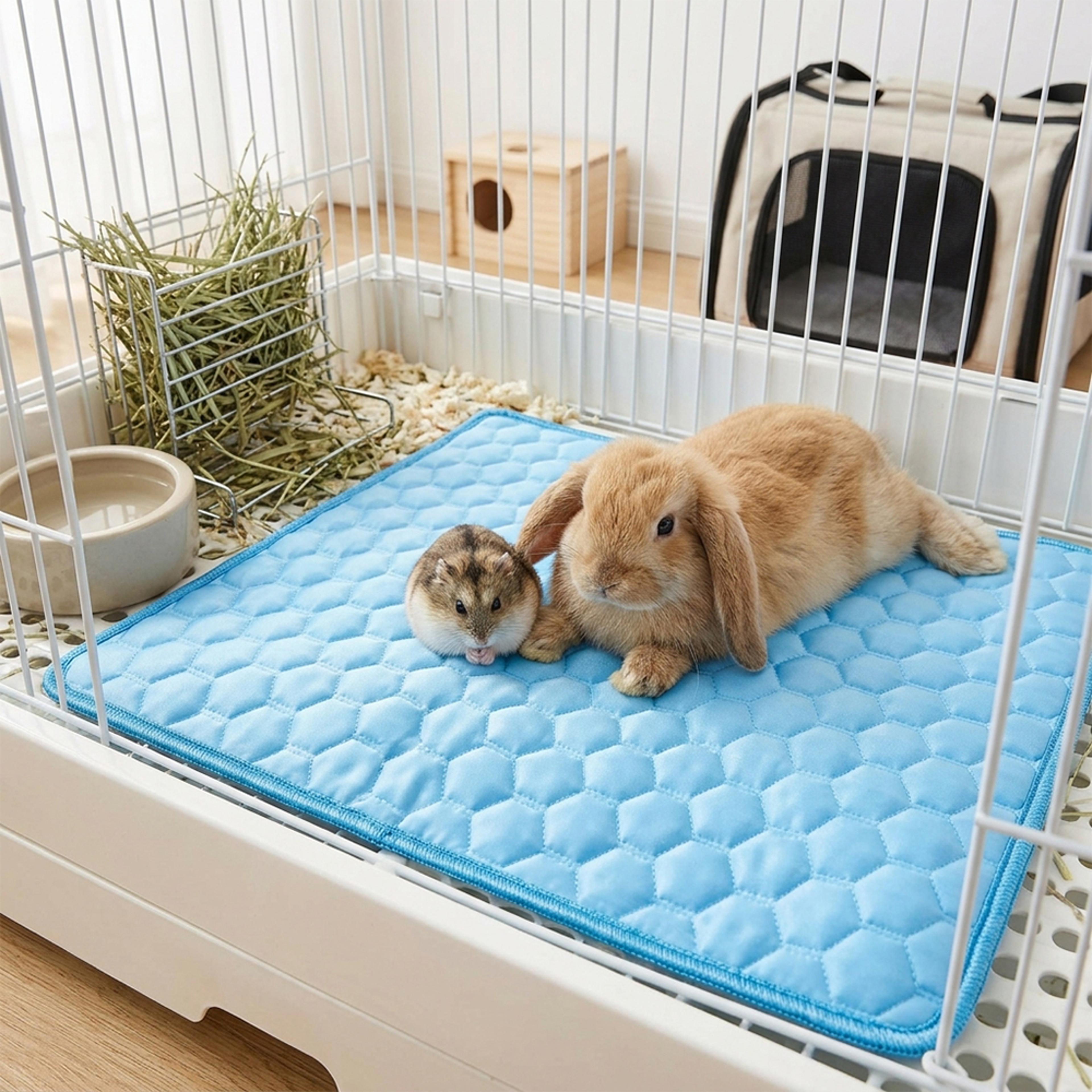 ice silk pet cooling mat washable scratch resistant summer bed for rabbits, hamsters & small animals