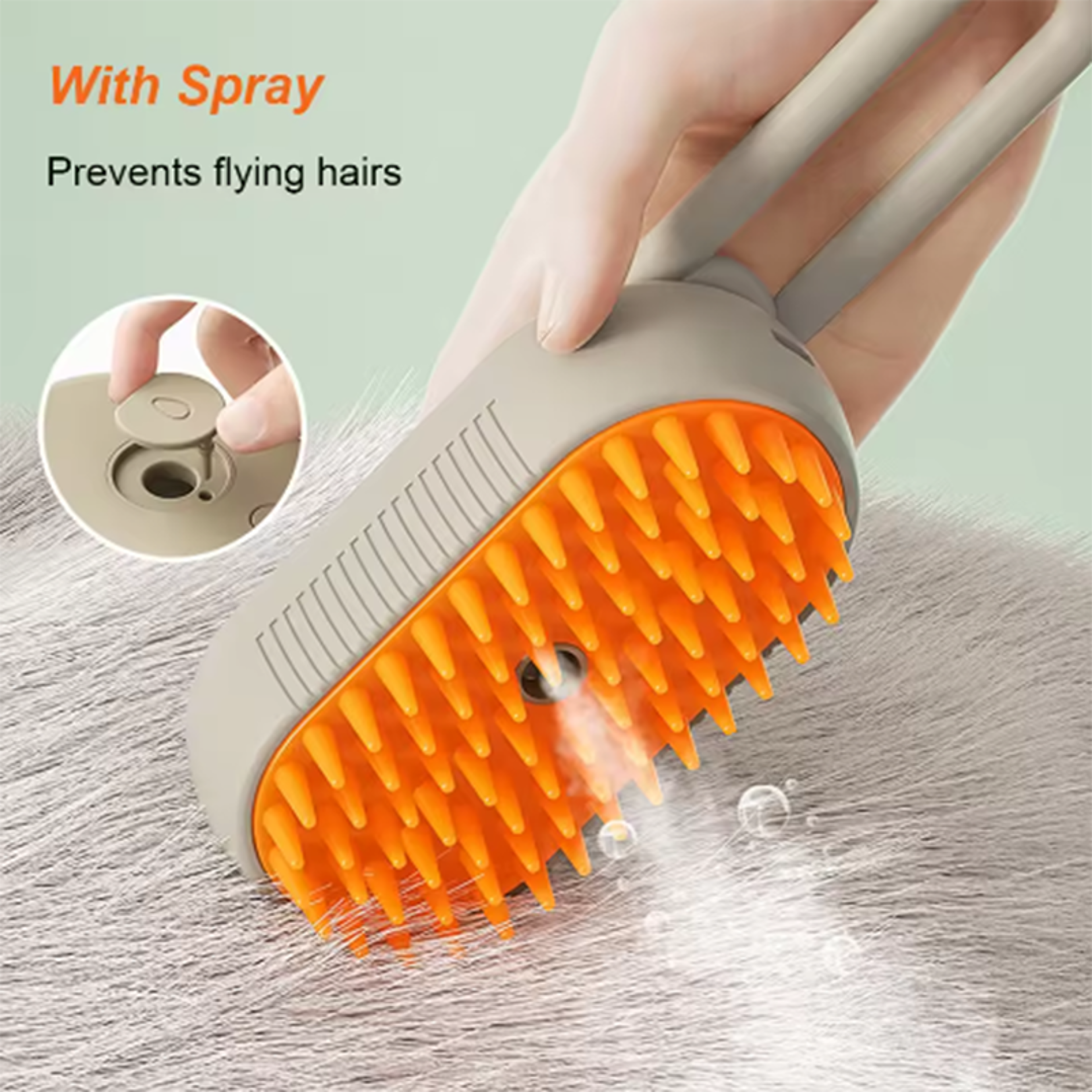 pet grooming brush with spray mist, massage & deshedding for cats and dogs