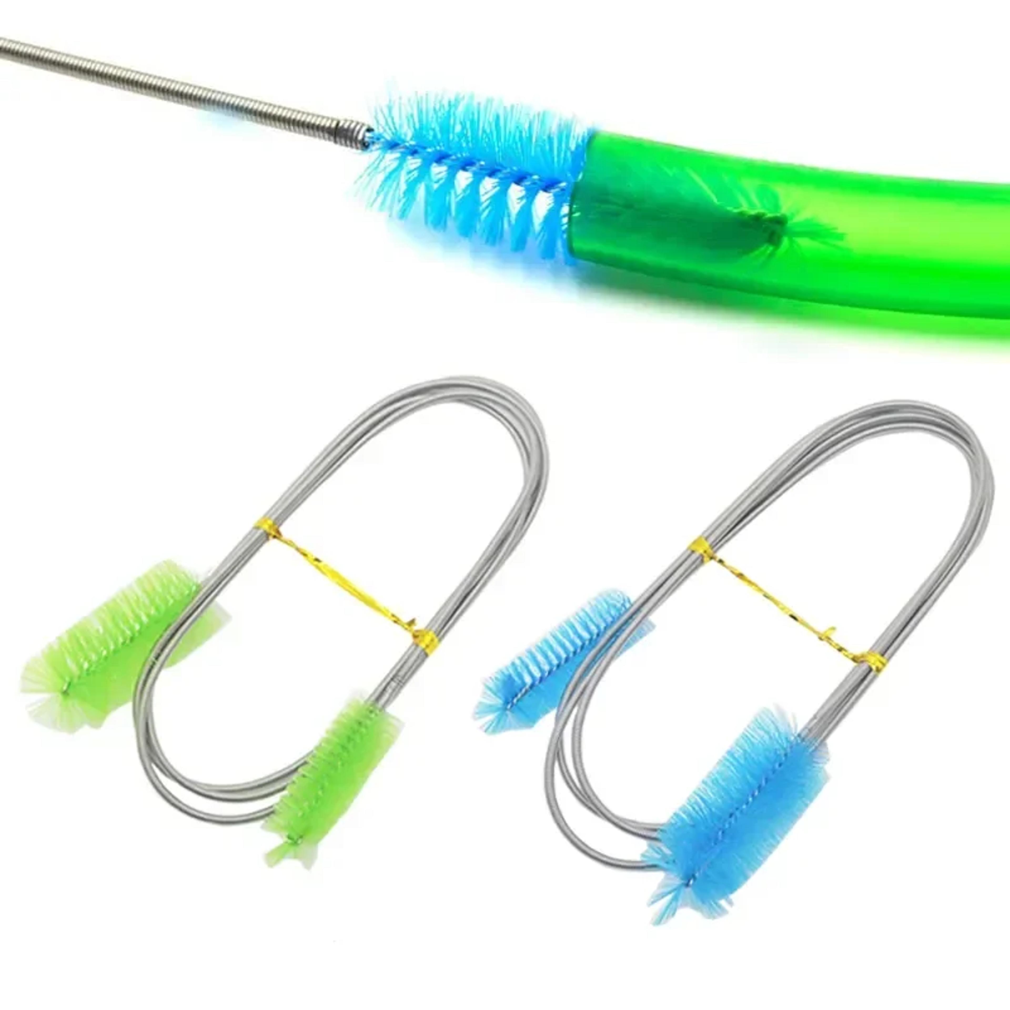 flexible aquarium cleaning brush for fish tank hose & lily pipe cleaner with stainless steel handle