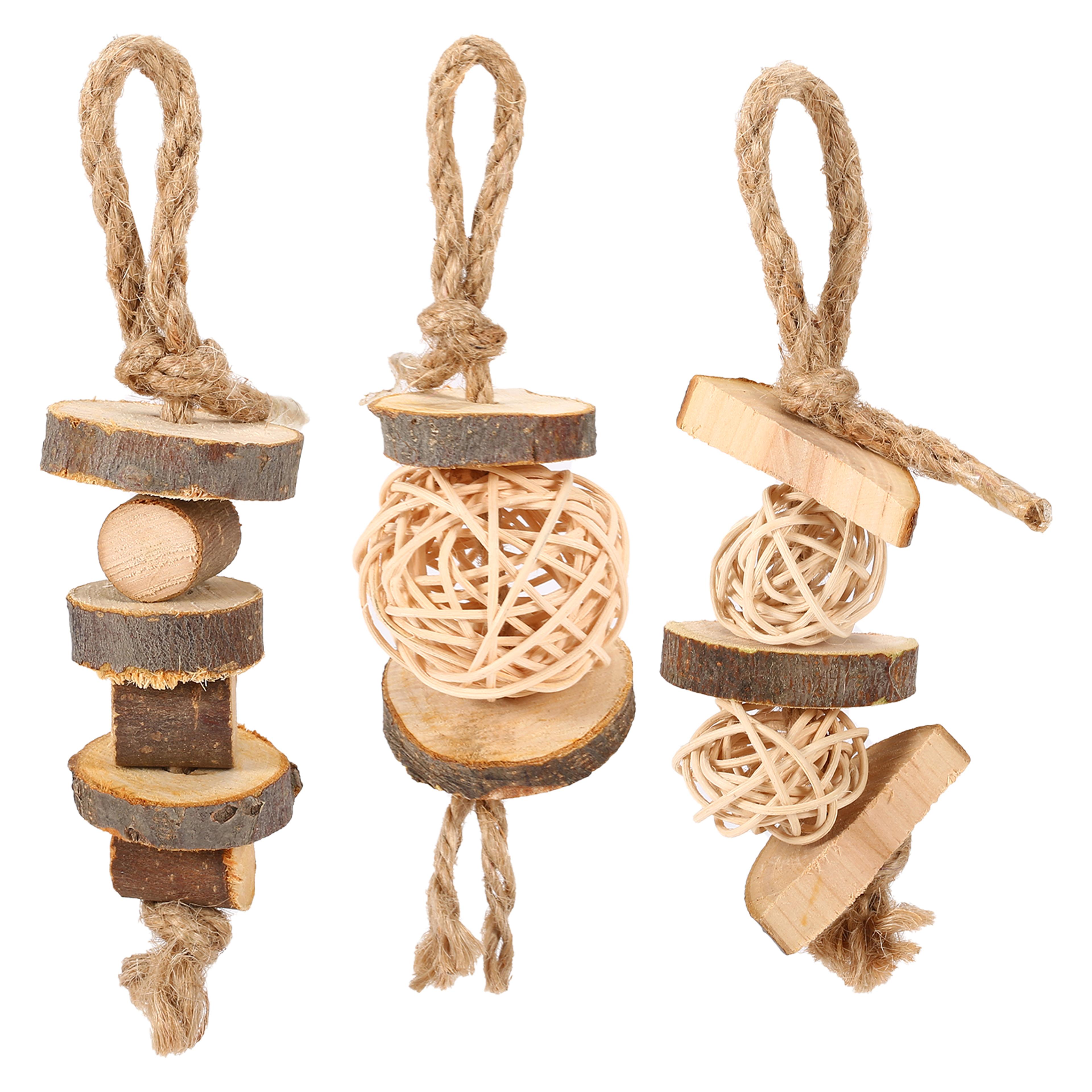 natural wood hamster chew toys set for teeth grinding & boredom relief (110 chars)