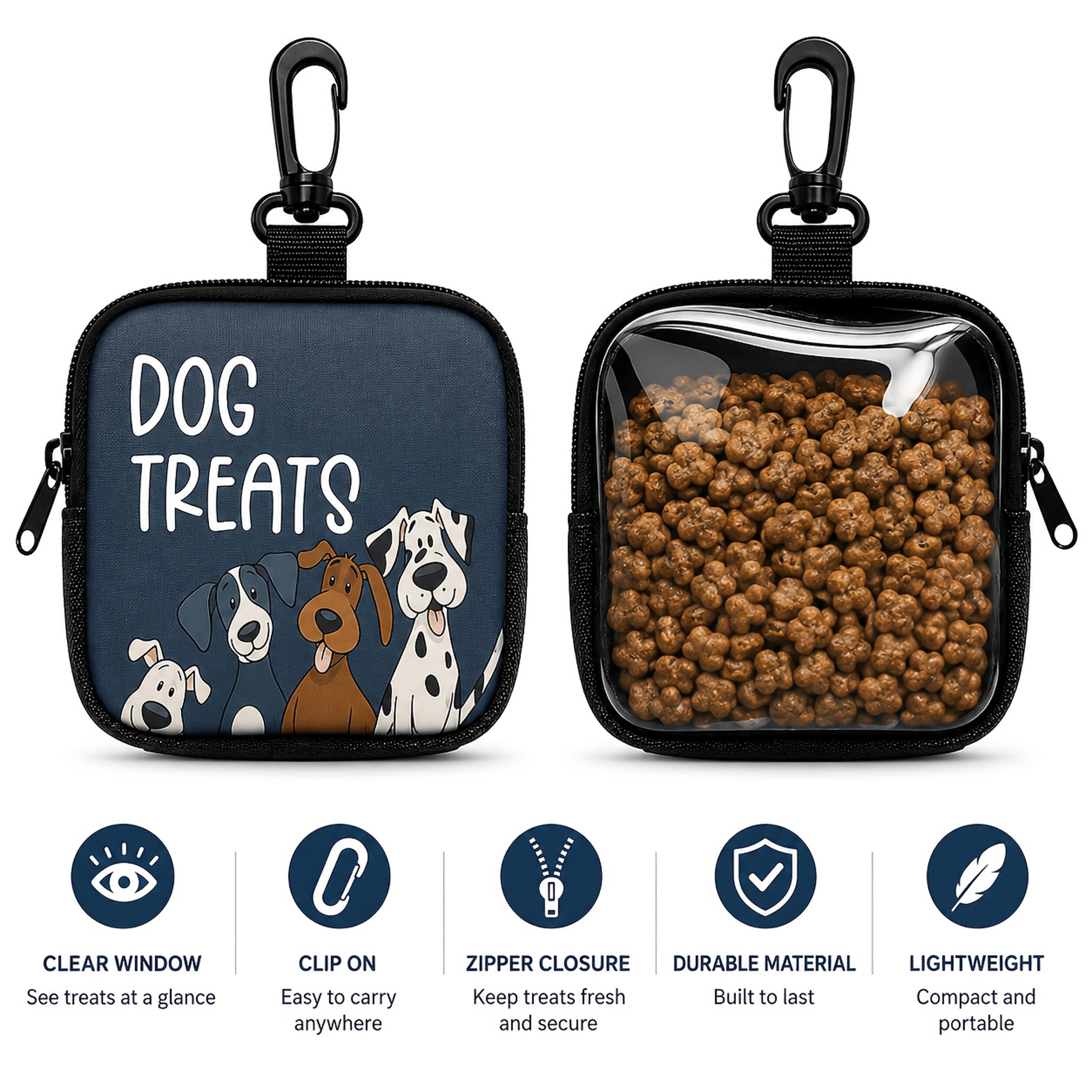 clear view clip on dog treat pouch & training snack bag