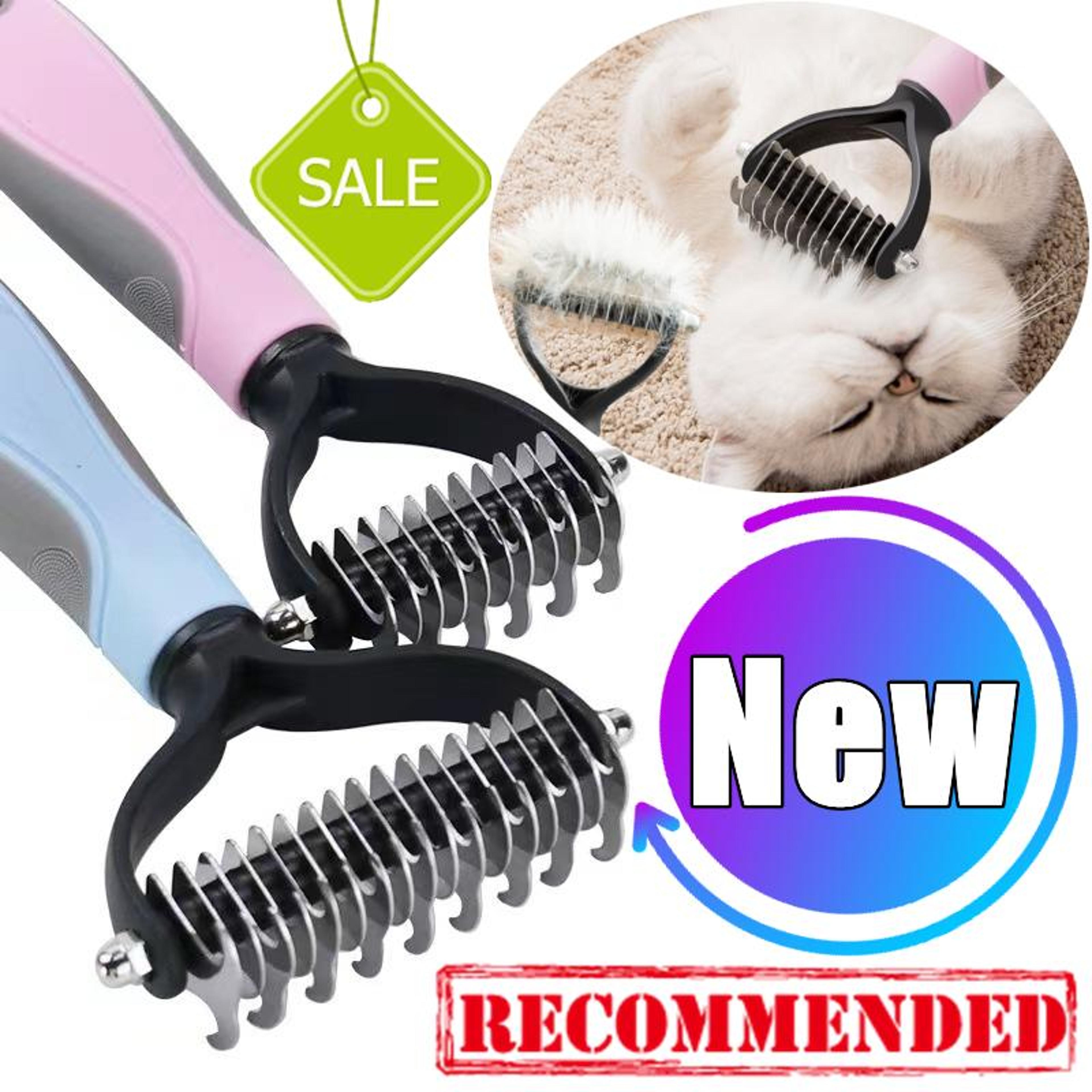 gentle undercoat rake dual sided pet grooming brush & cat hair removal comb