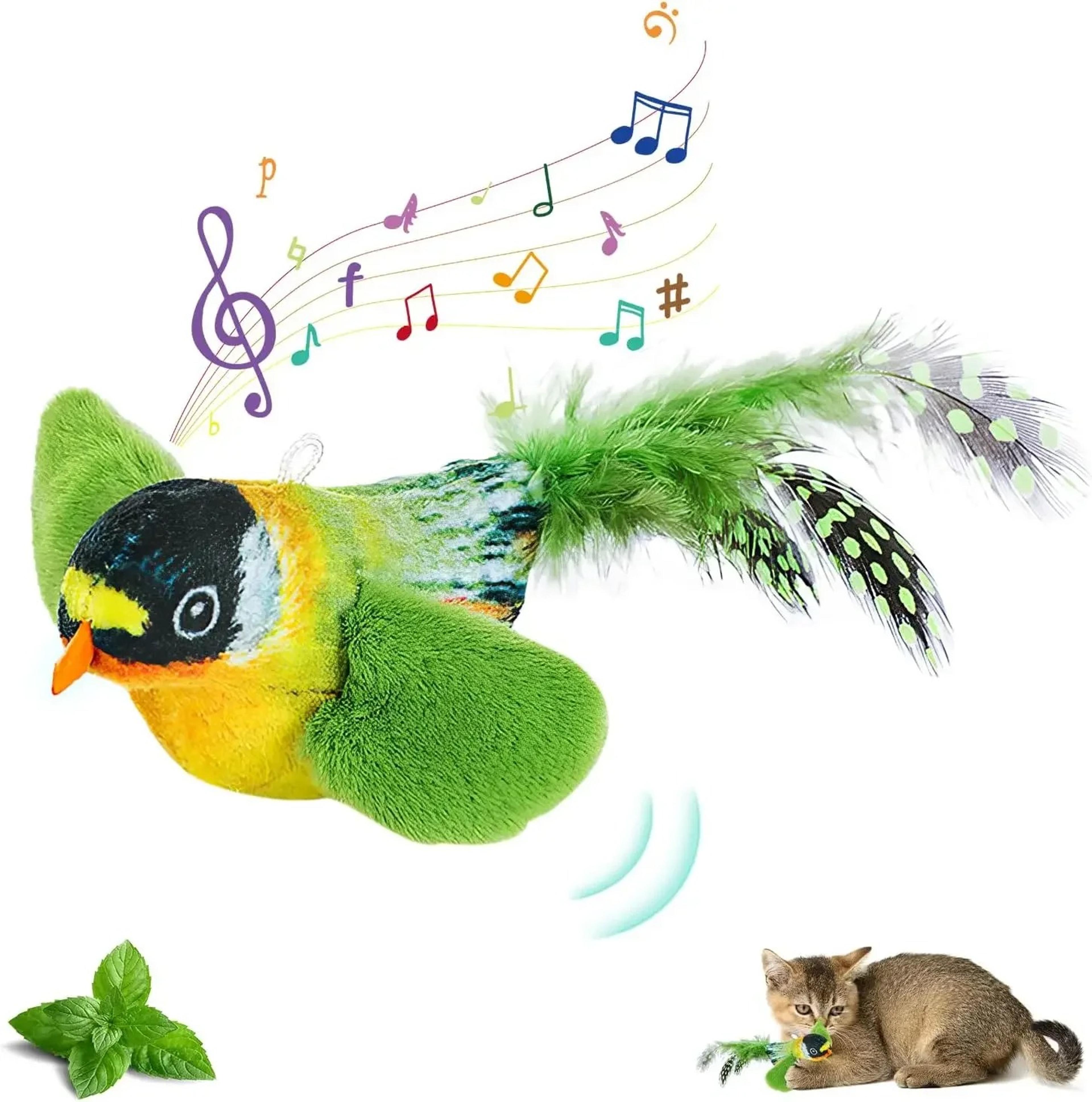 chirp joy interactive bird sound cat toy with durable elastic rope