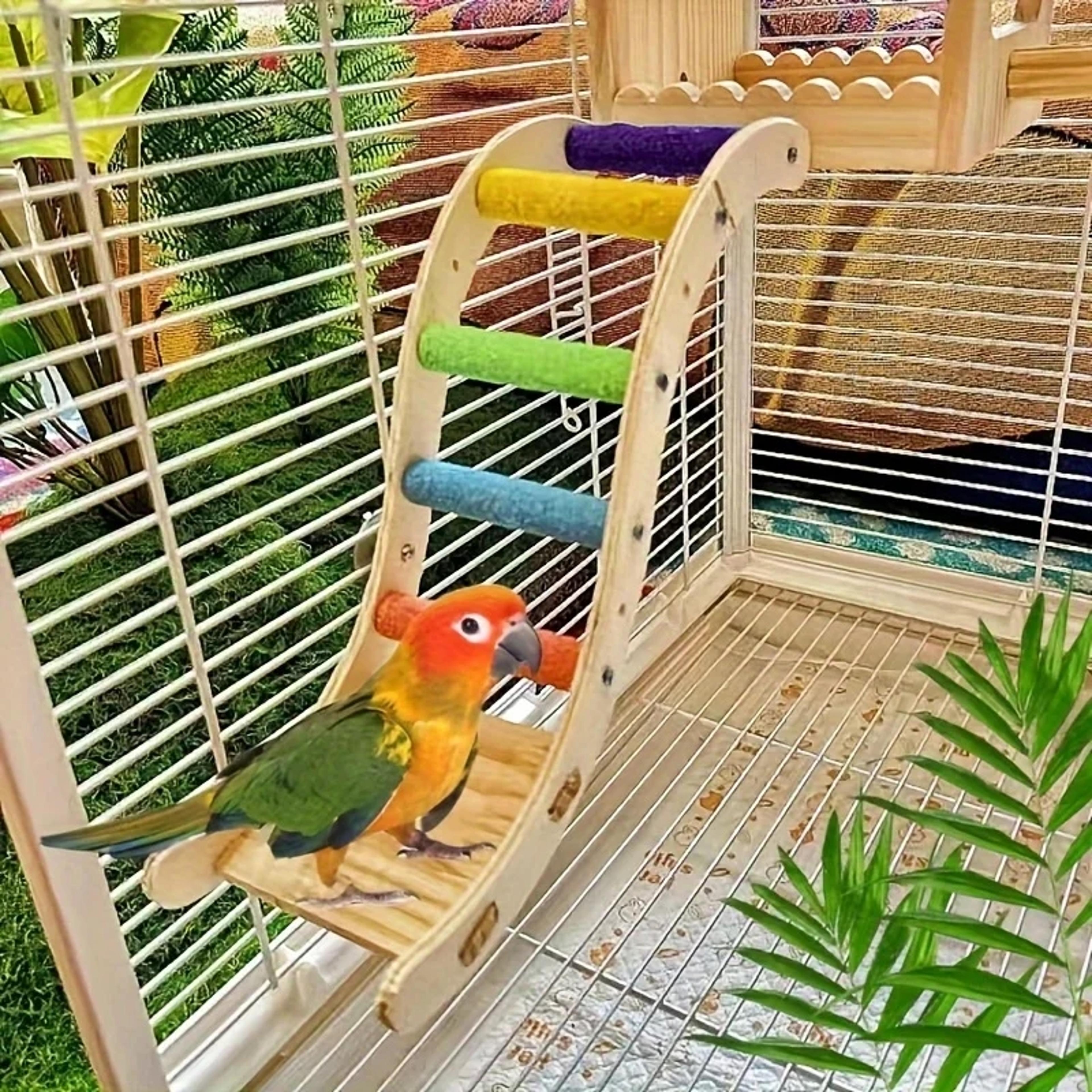 parrot ladder toy bird climbing ladder with grinding perch and chew platform