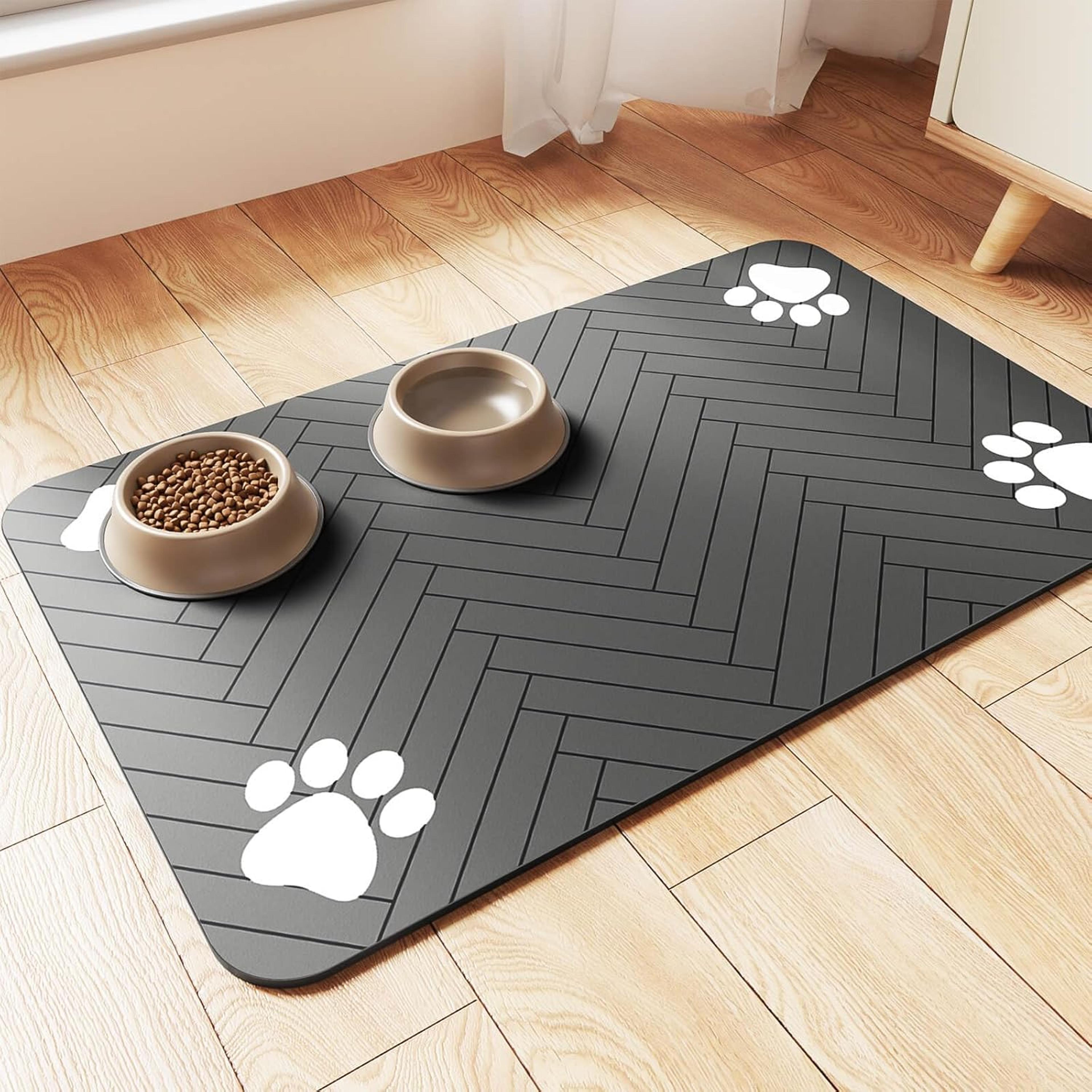 quick dry pet feeding mat with waterproof rubber backing for dog & cat bowls