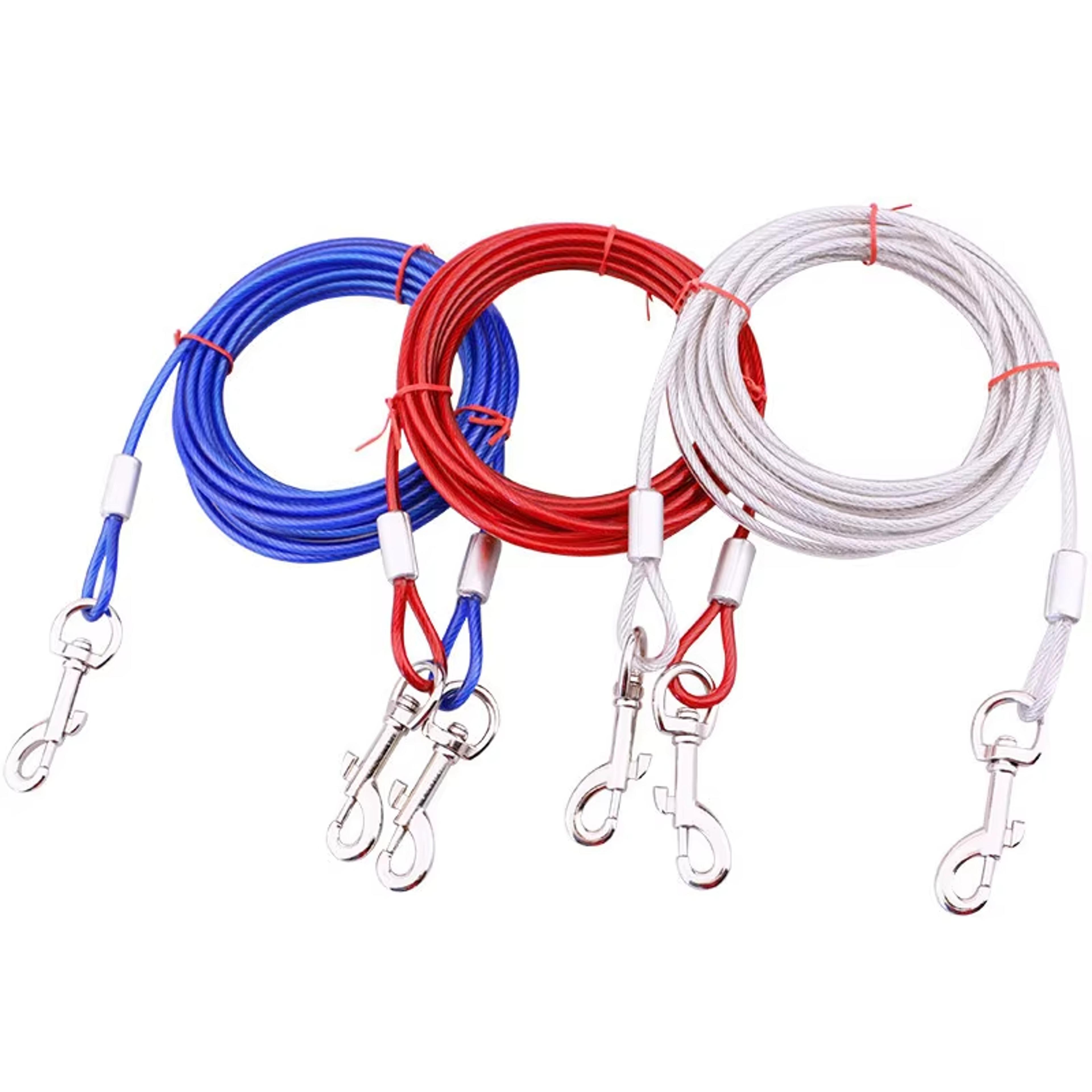 heavy duty dog tie out cable steel dog runner leash with secure clips for outdoor dogs