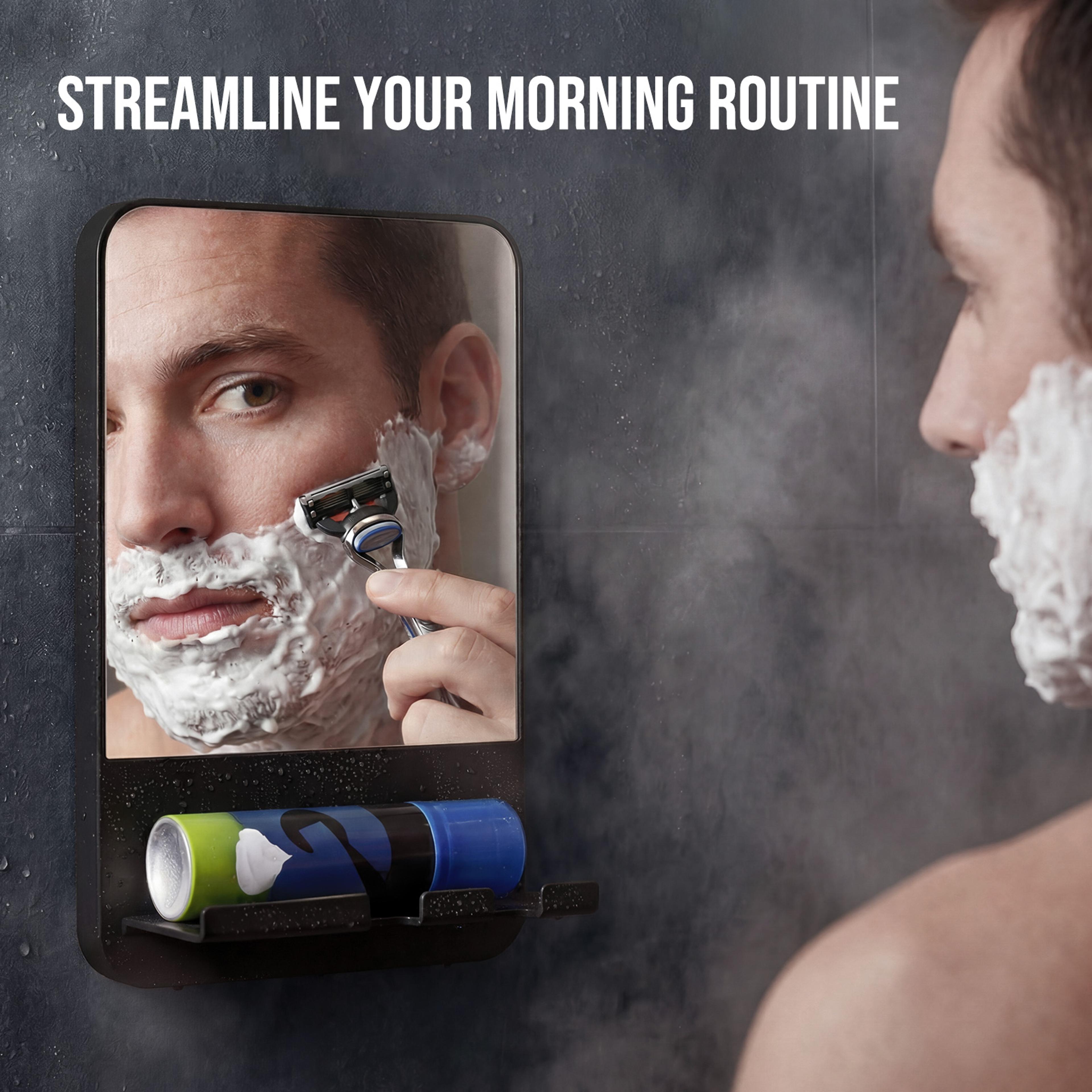 fogless shower mirror with suction cup, anti fog mirror & razor holder for shower shaving