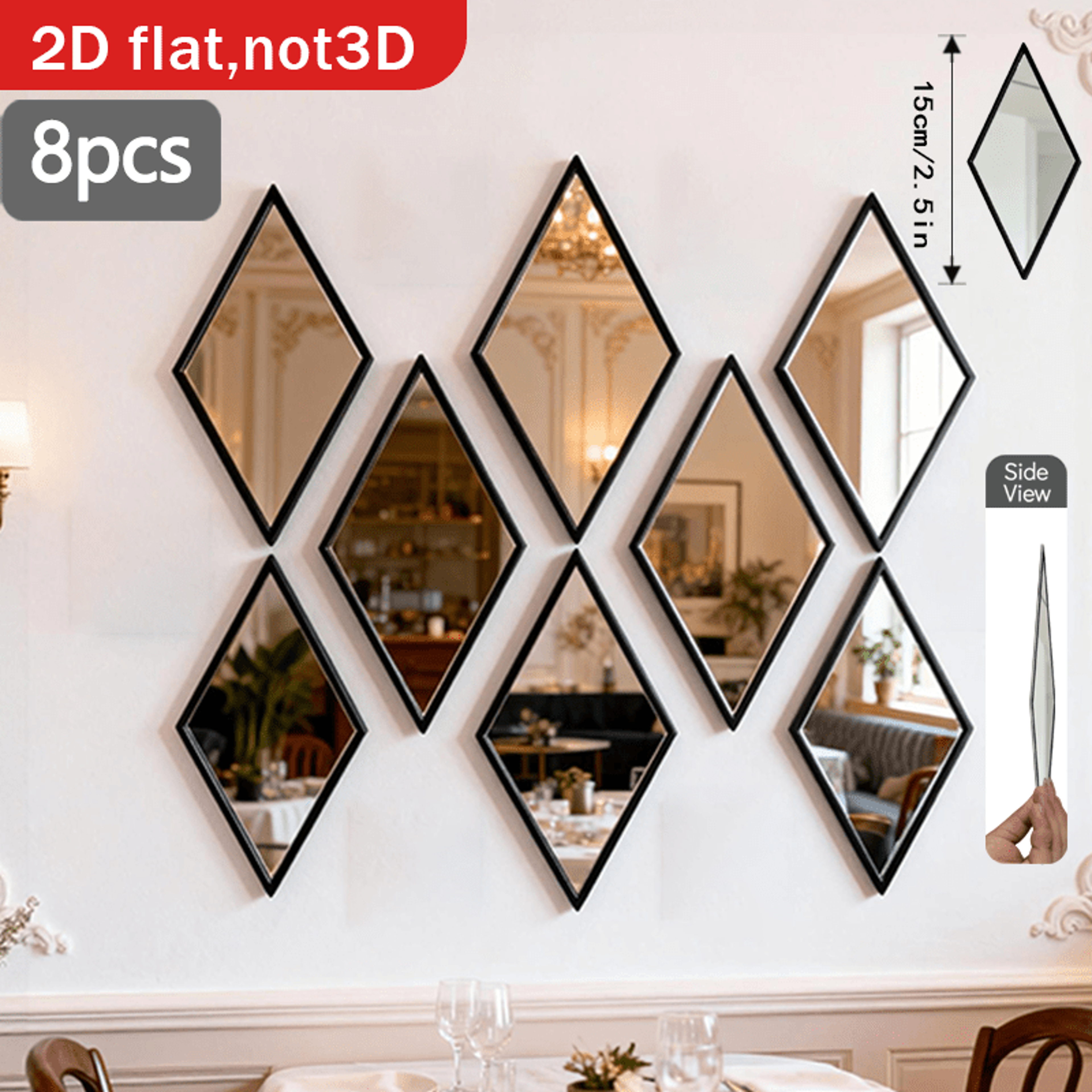 geometric wall mirror set for modern living room & bedroom wall decor