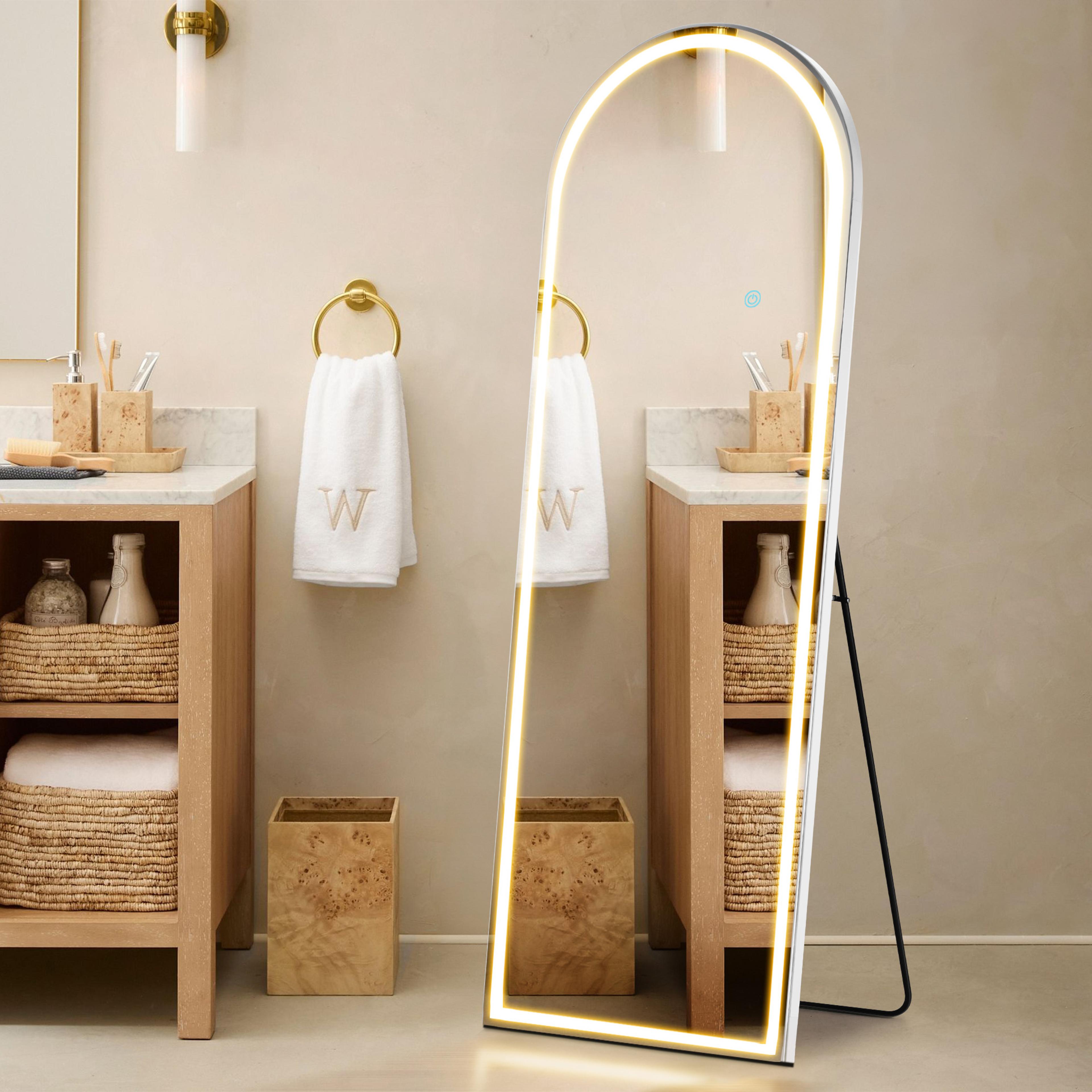 led full length mirror lighted floor mirror with color dimmable lighting