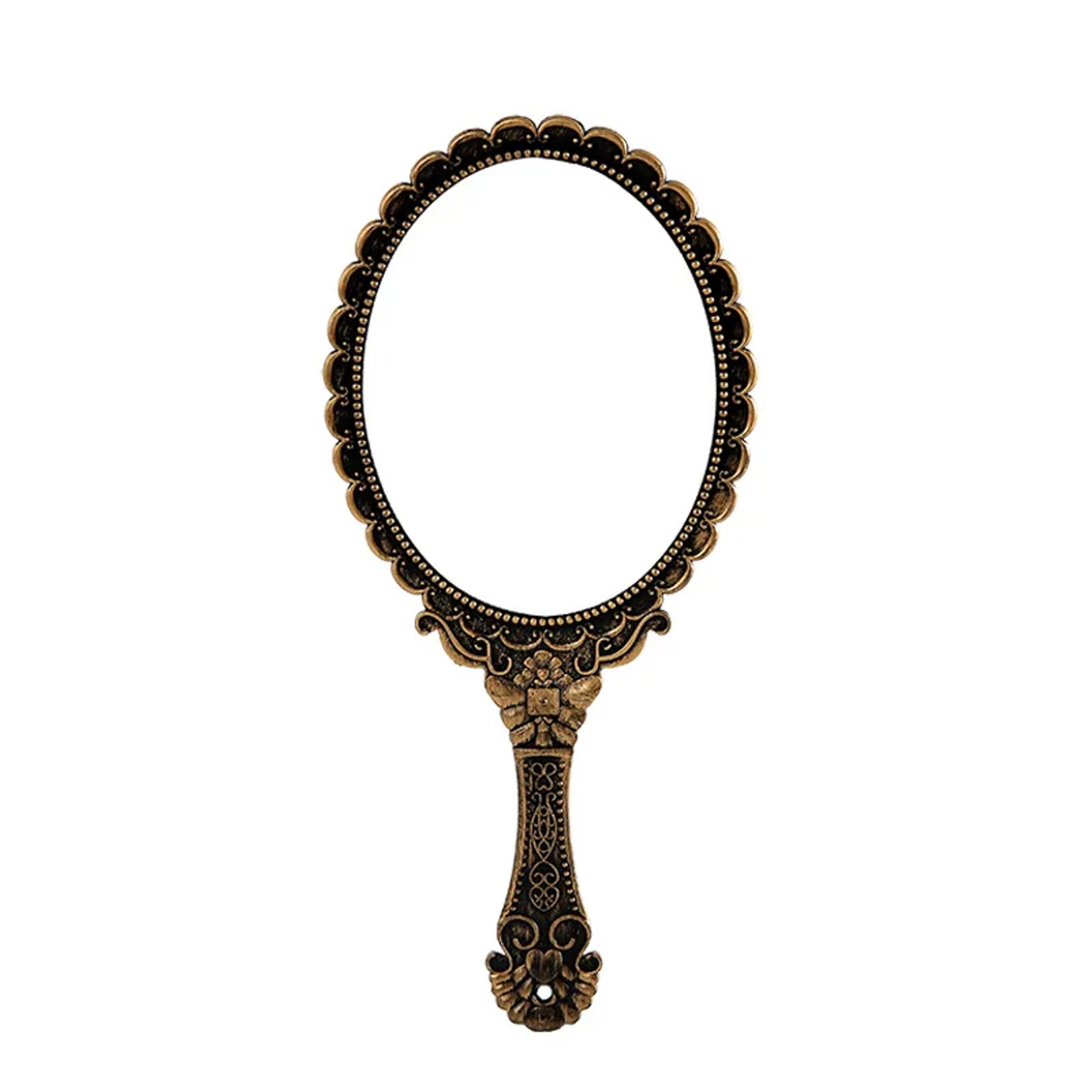 vintage handheld vanity mirror with carved handle portable travel makeup mirror for beauty & vanity decor