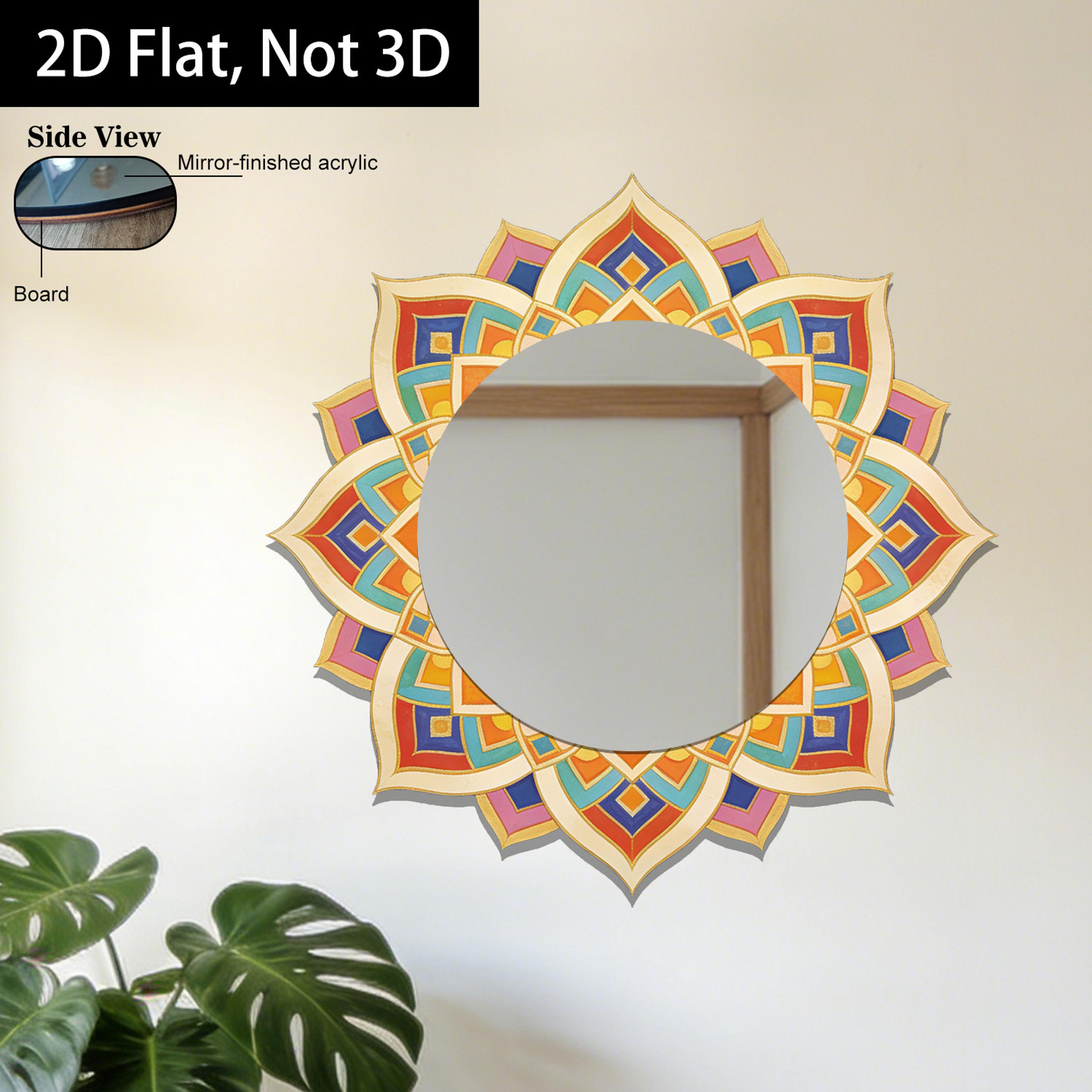mandala wall mirror acrylic decorative wall art for yoga room, bedroom & home decor