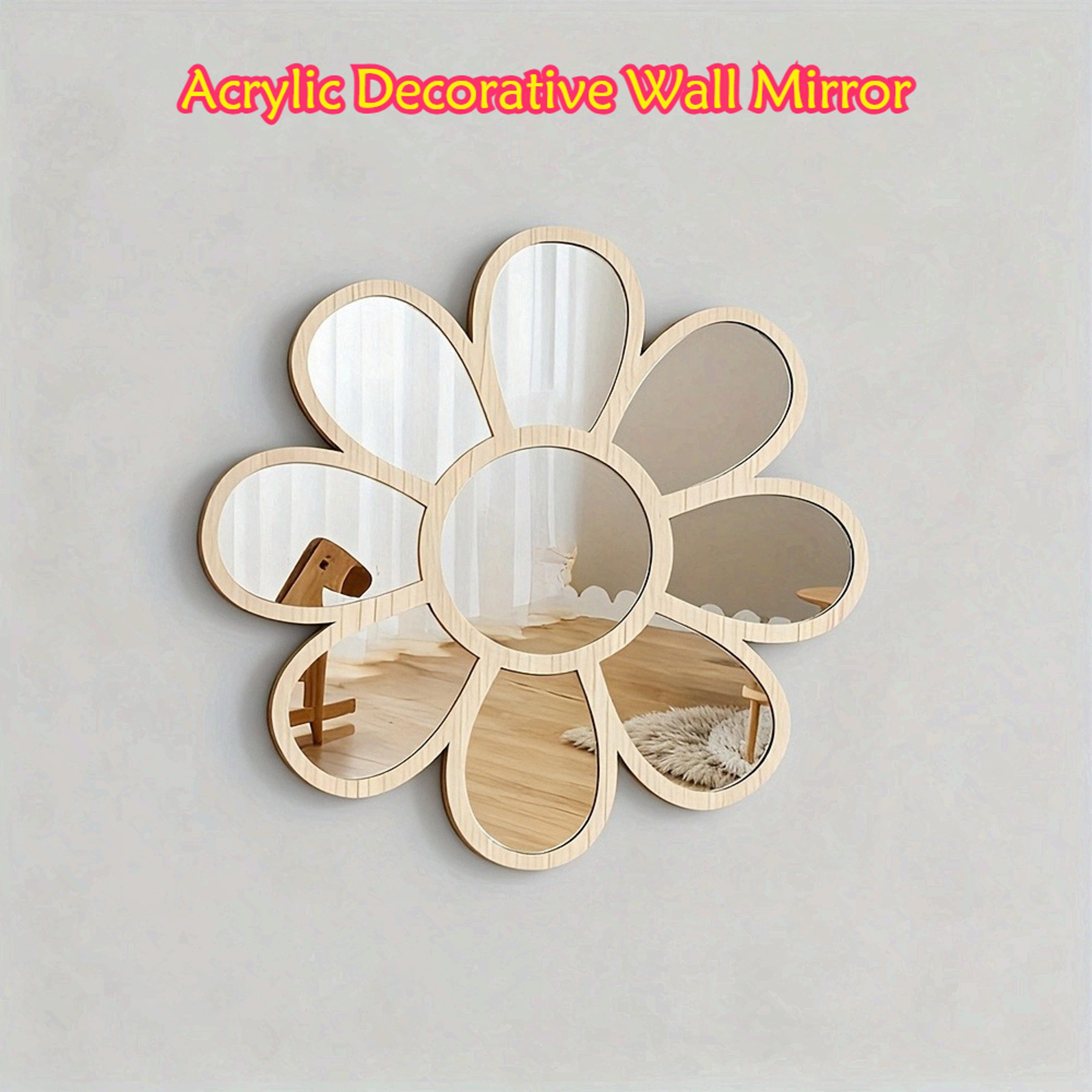 vintage boho wall mirror flower petal decorative accent mirror for bedroom, living room & office