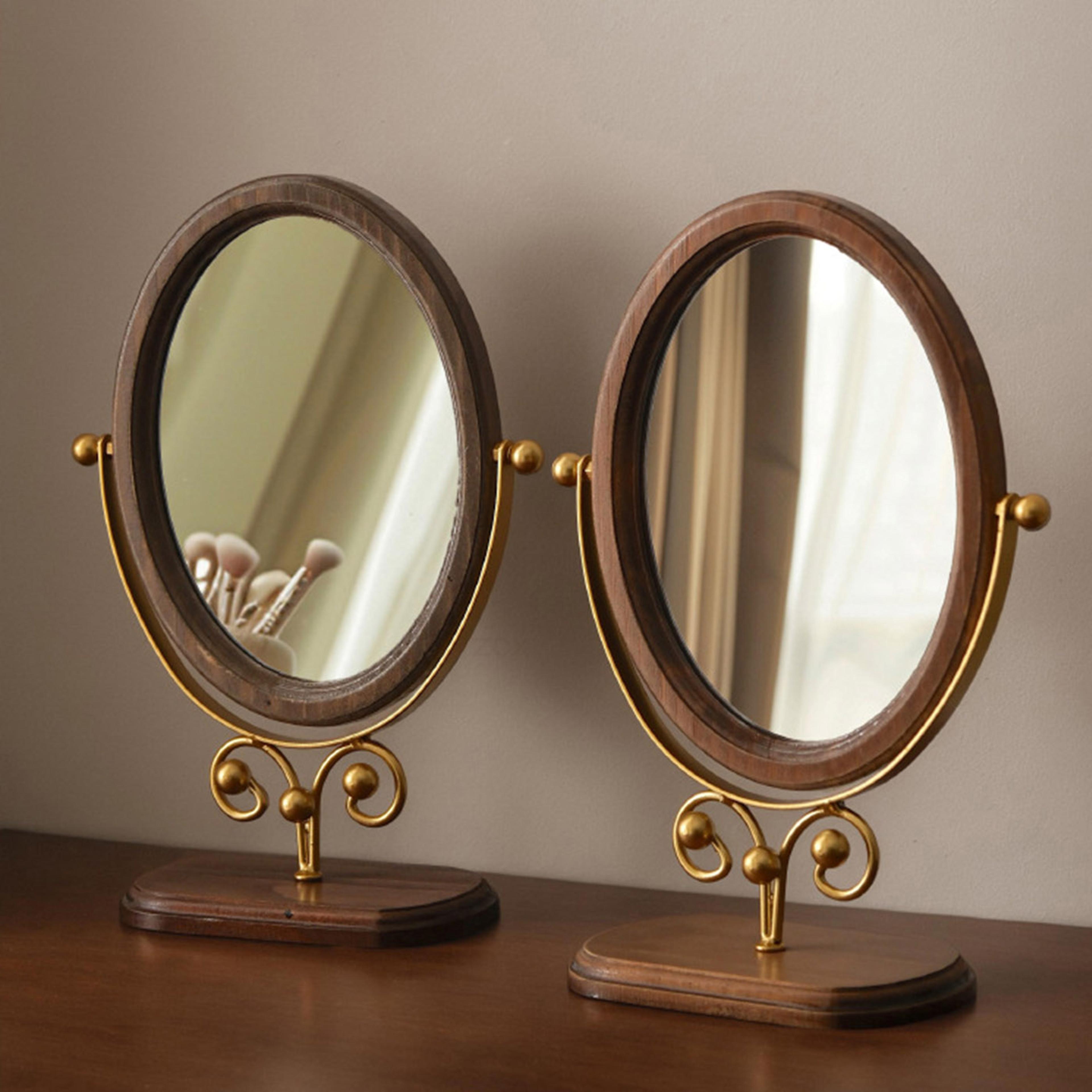 retro vanity makeup mirror with adjustable rotating stand hd oval tabletop makeup mirror