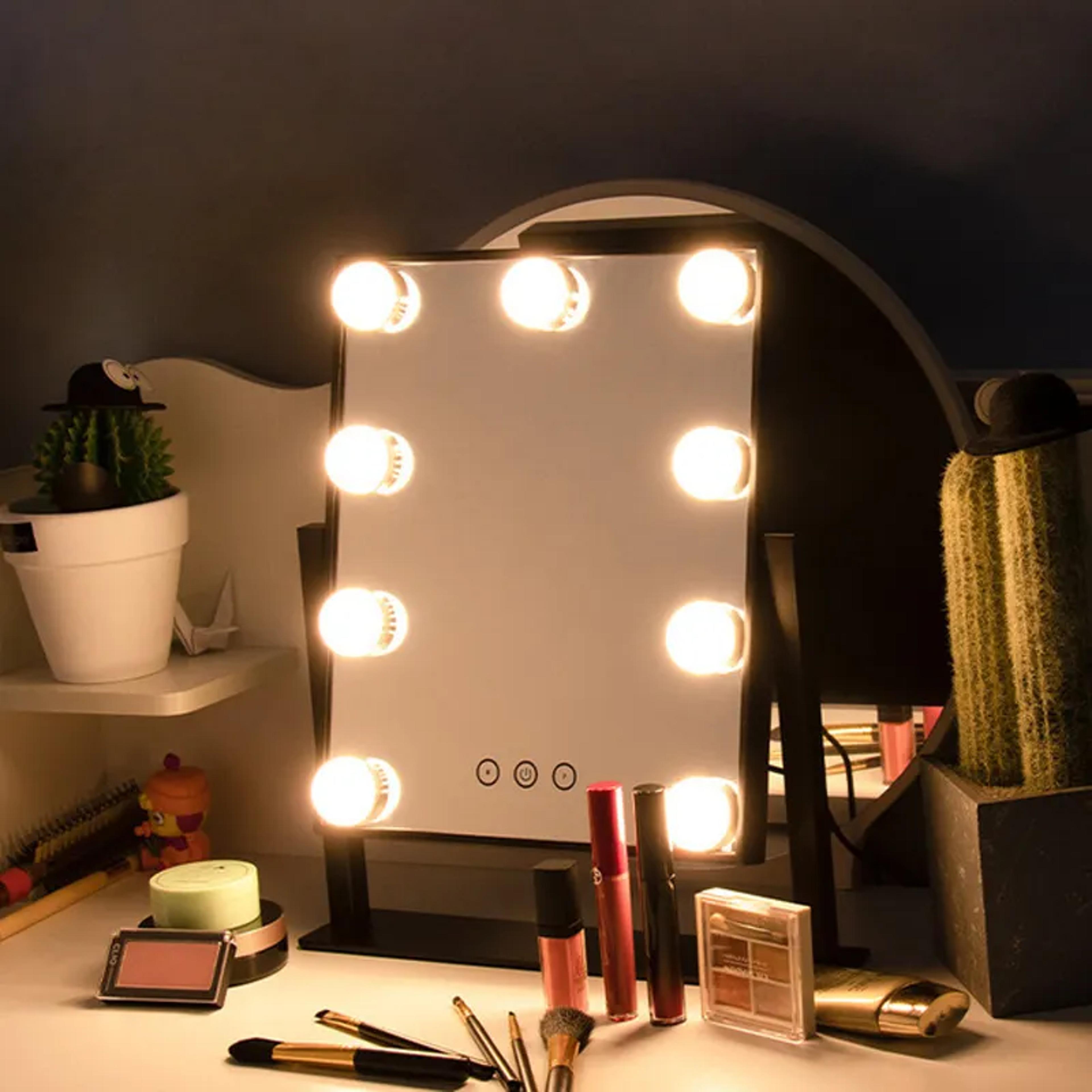 hollywood makeup mirror with lights led bulbs color modes touch control rotating vanity mirror