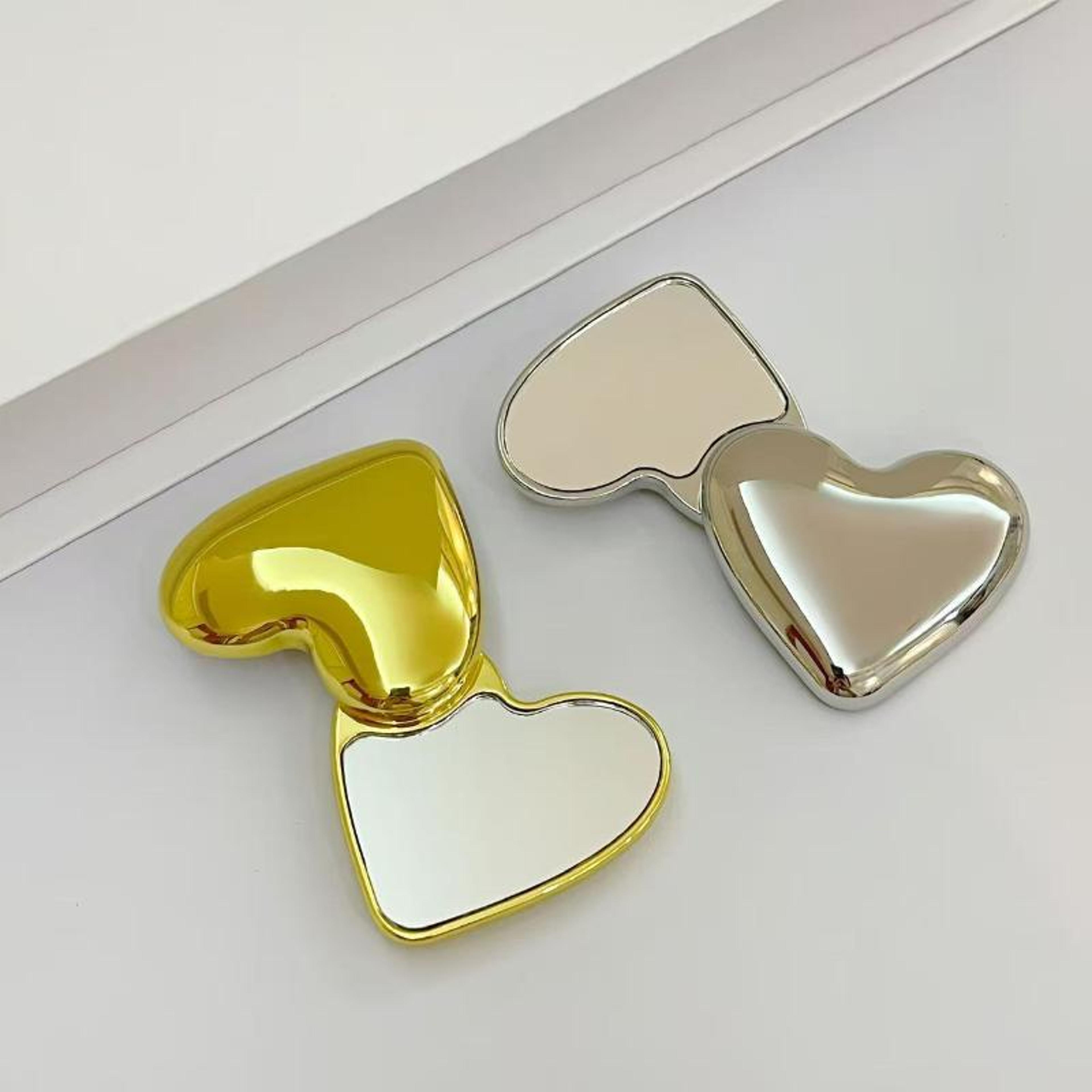 cute heart shape makeup mirror portable double sided compact travel mirror for purse & daily touch ups