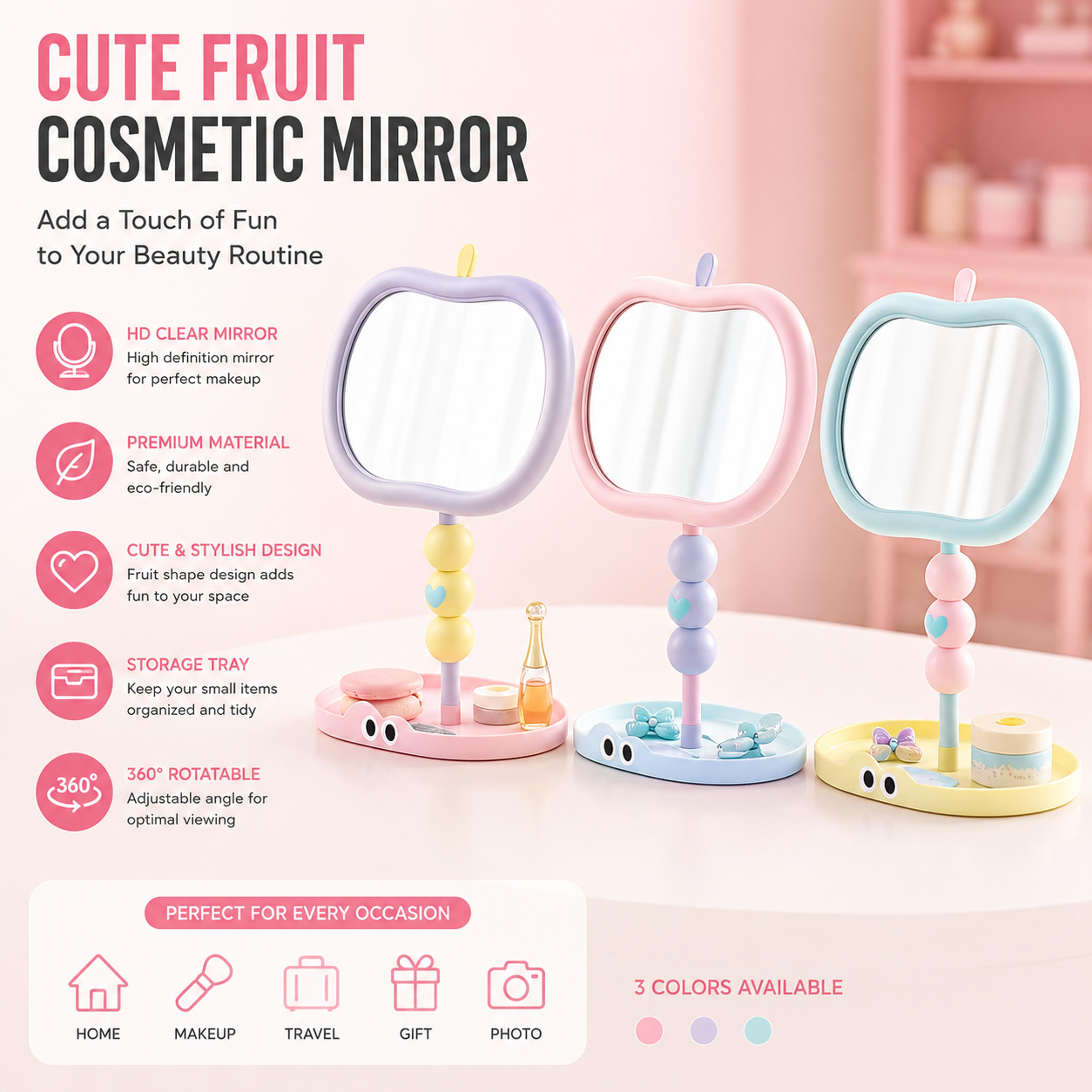 large desktop makeup mirror with rotating stand for vanity, bedroom & dressing table