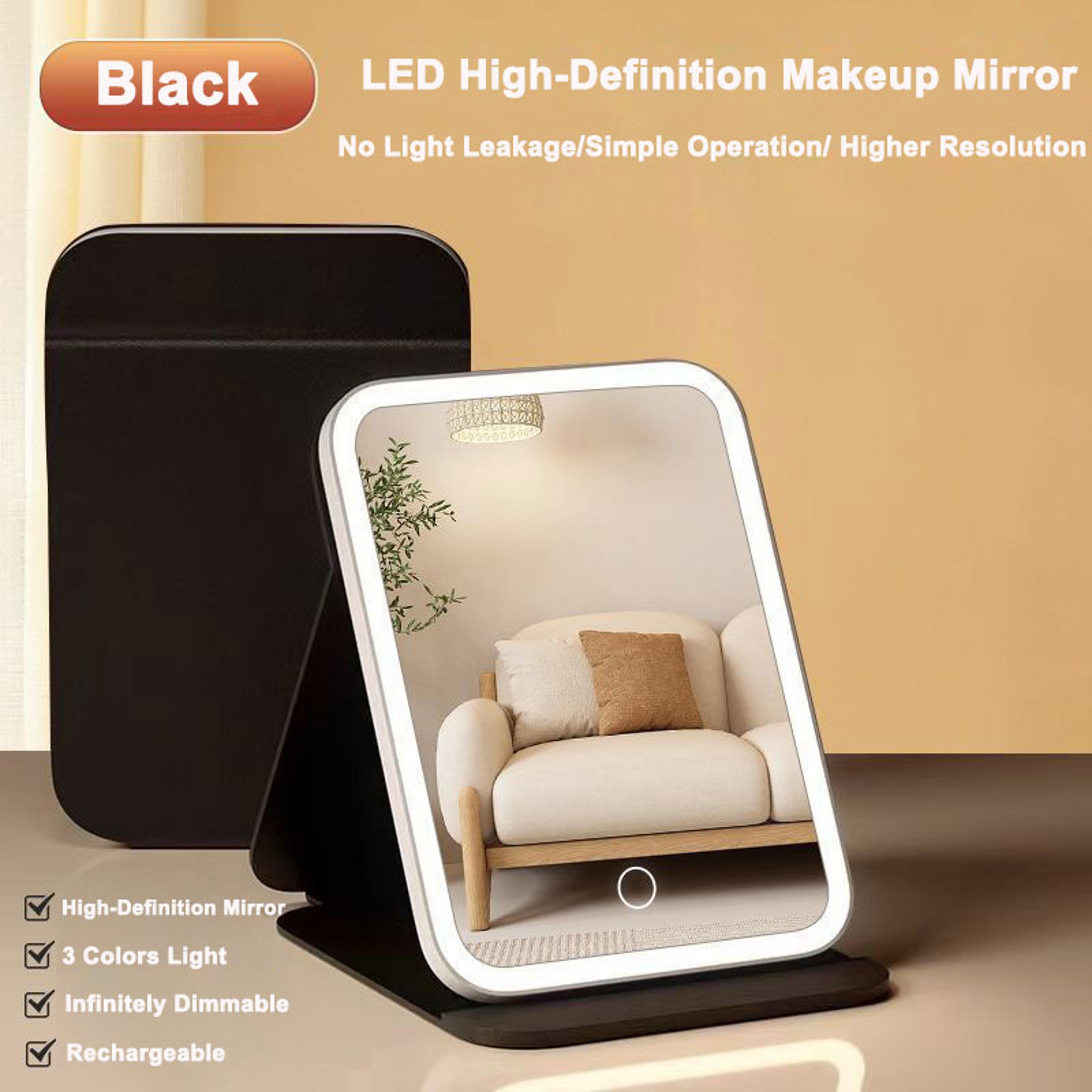 portable led vanity mirror with color lights, touch control & usb rechargeable foldable design