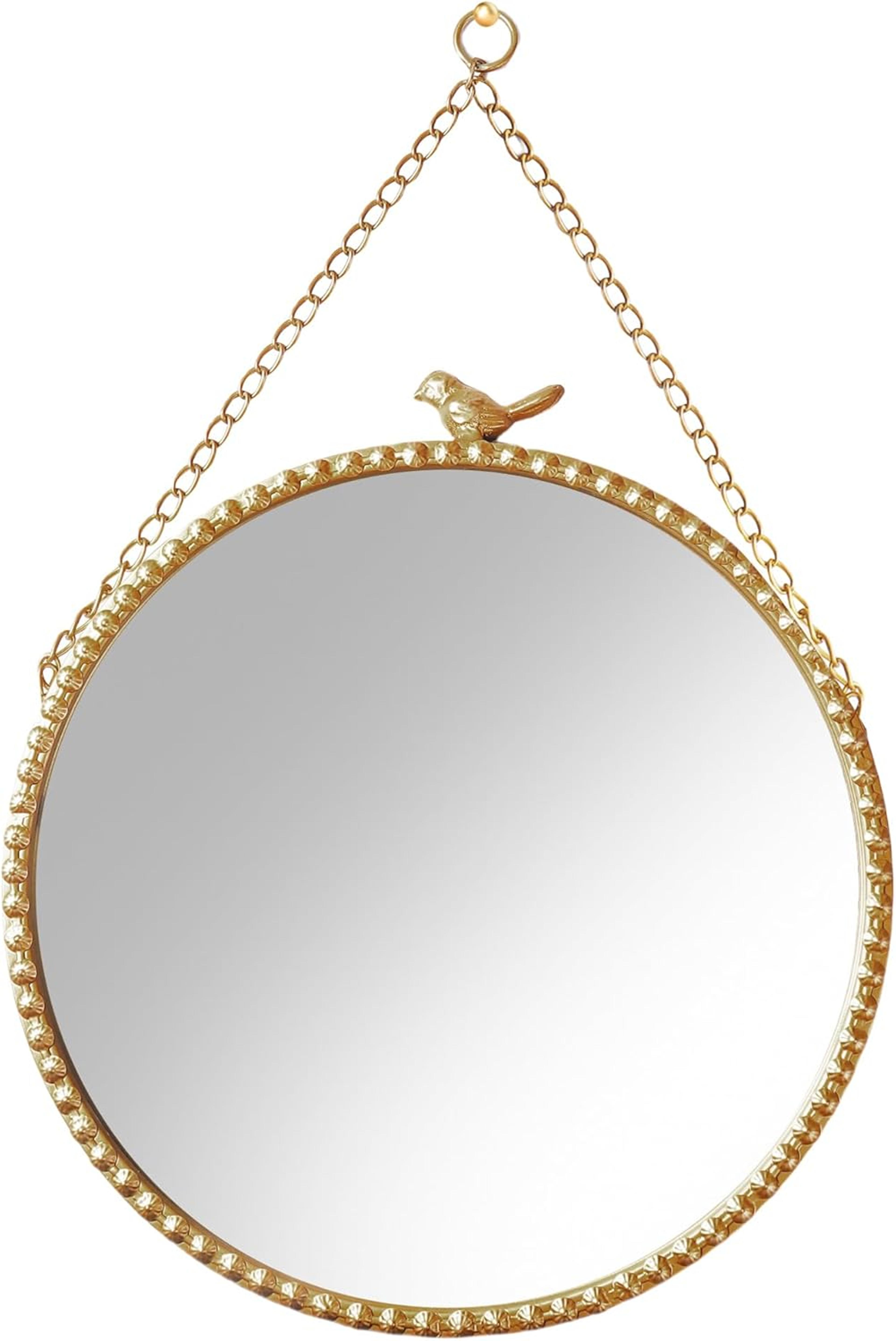 vintage gold wall mirror round farmhouse decorative mirror with sparrow iron frame