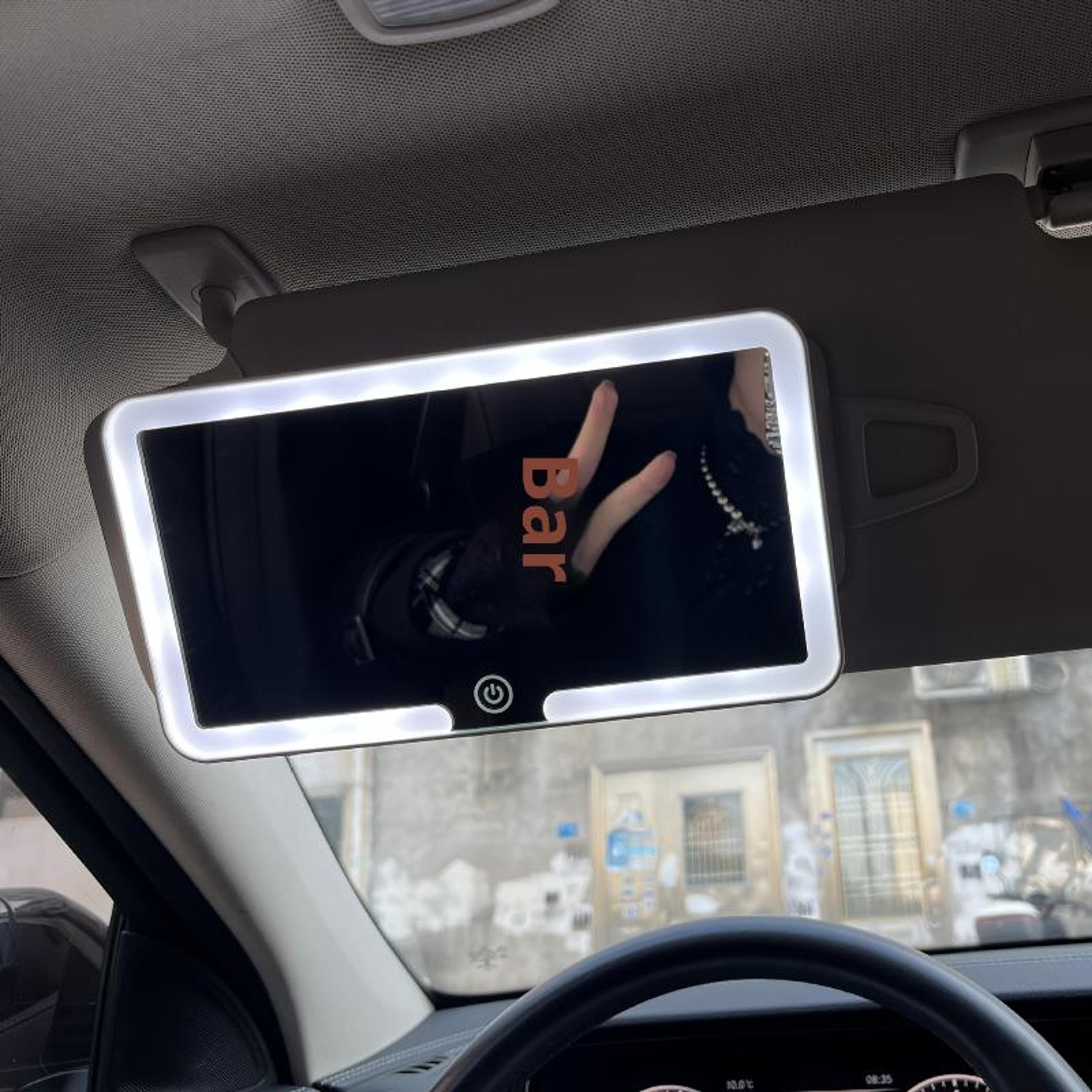 rechargeable led makeup mirror for car sun visor with light modes & touch control