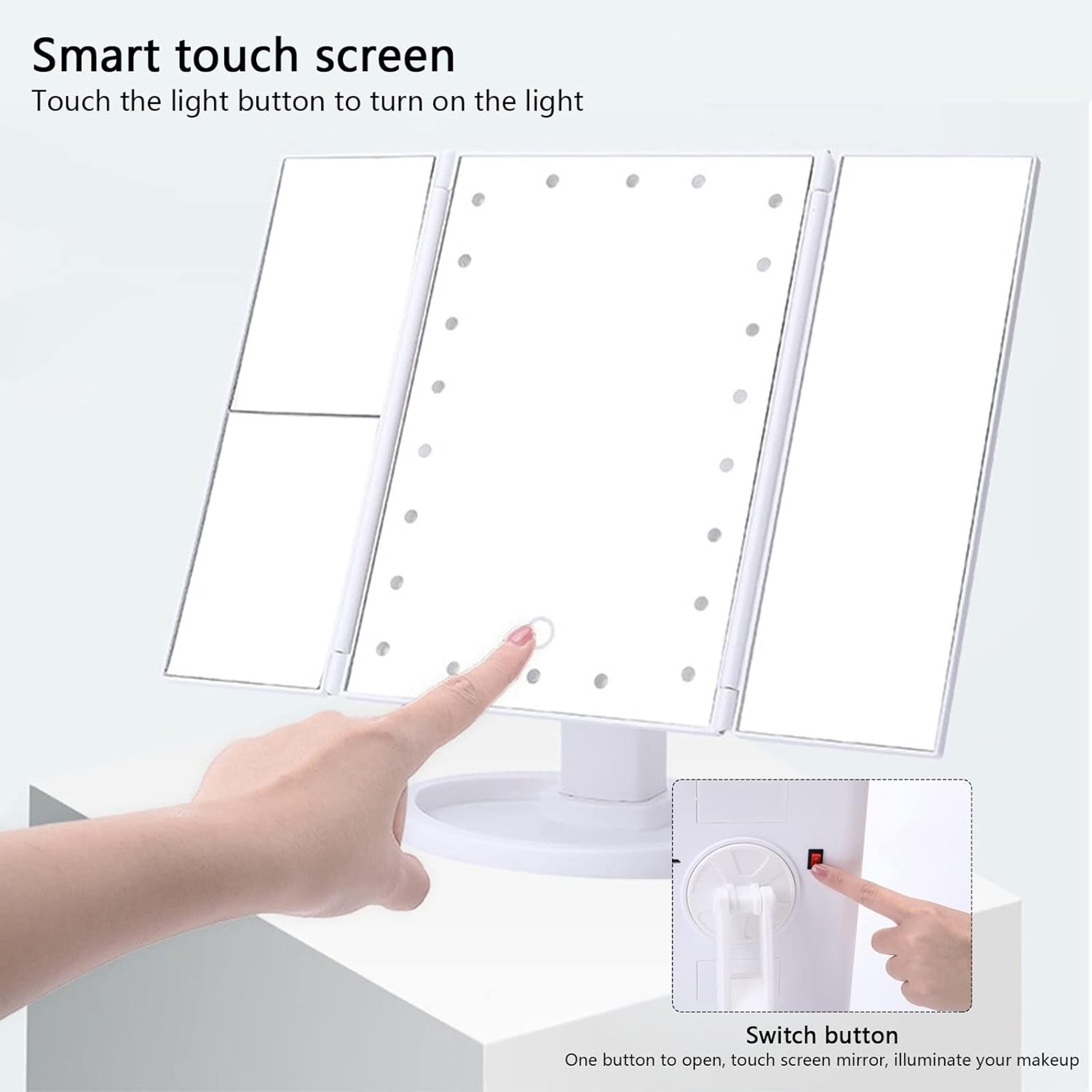 led makeup mirror with lights trifold makeup mirror magnifying touch control vanity mirror