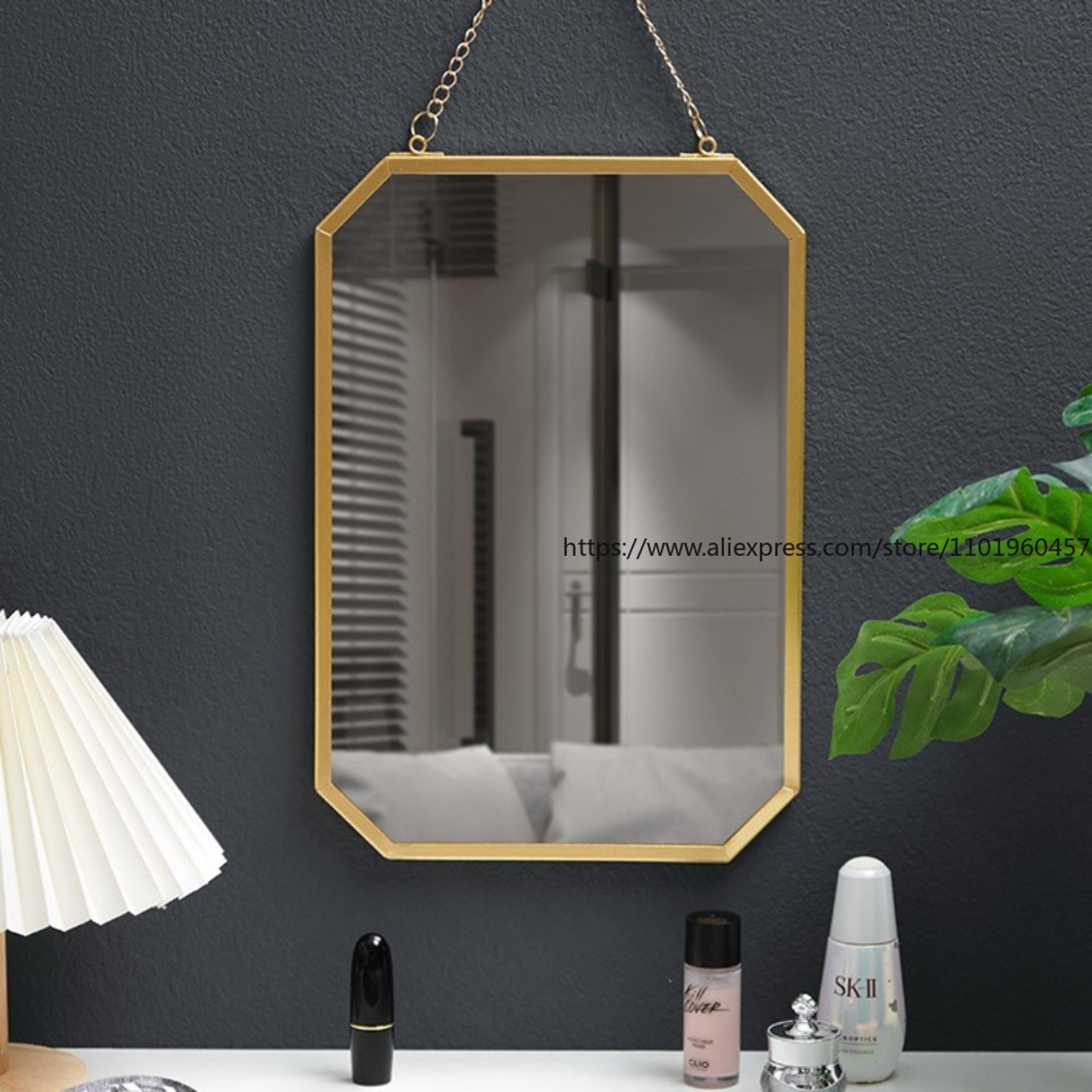 nordic wall mounted vanity mirror square metal frame bathroom makeup mirror
