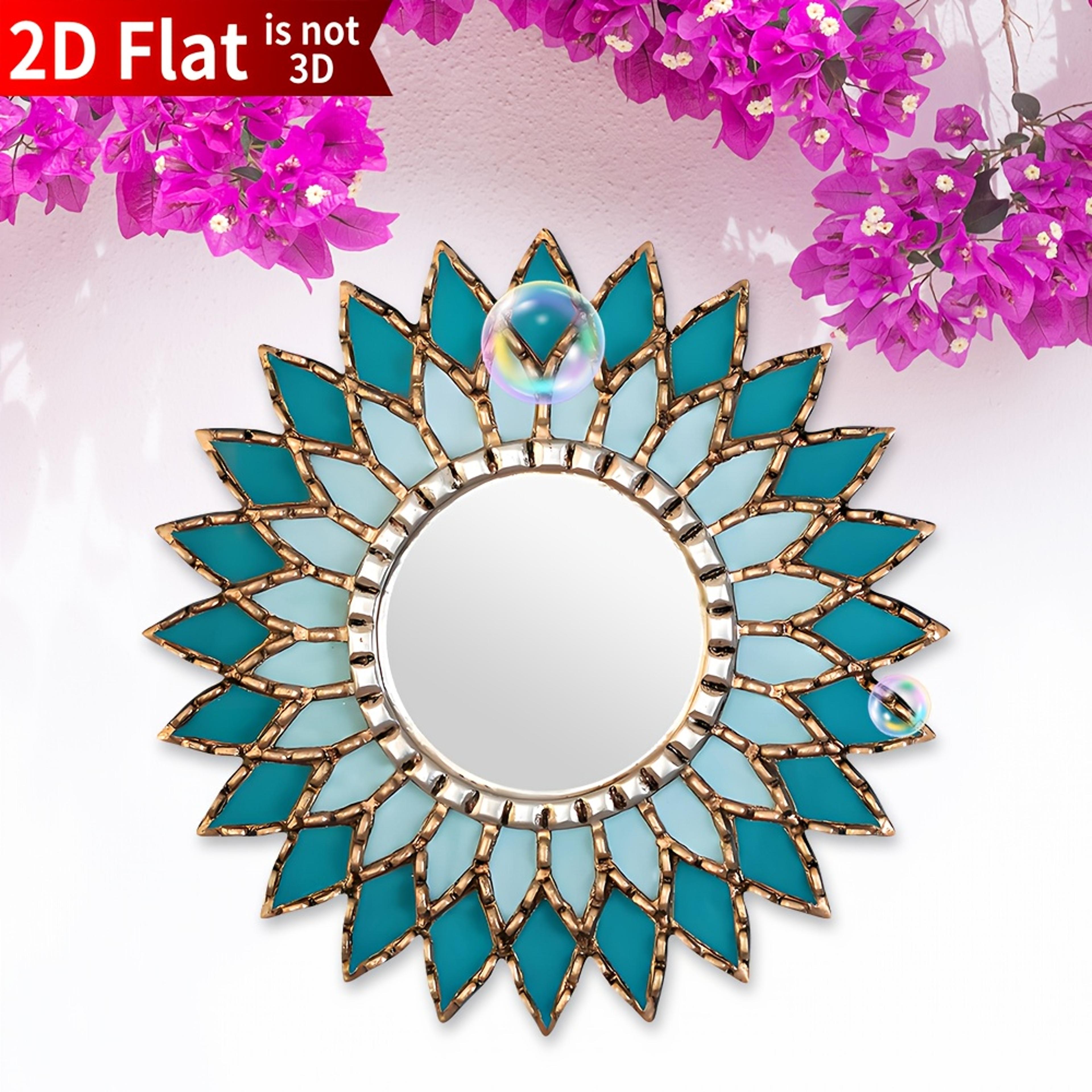 boho mandala round wall mirror with wooden base decorative acrylic wall decor