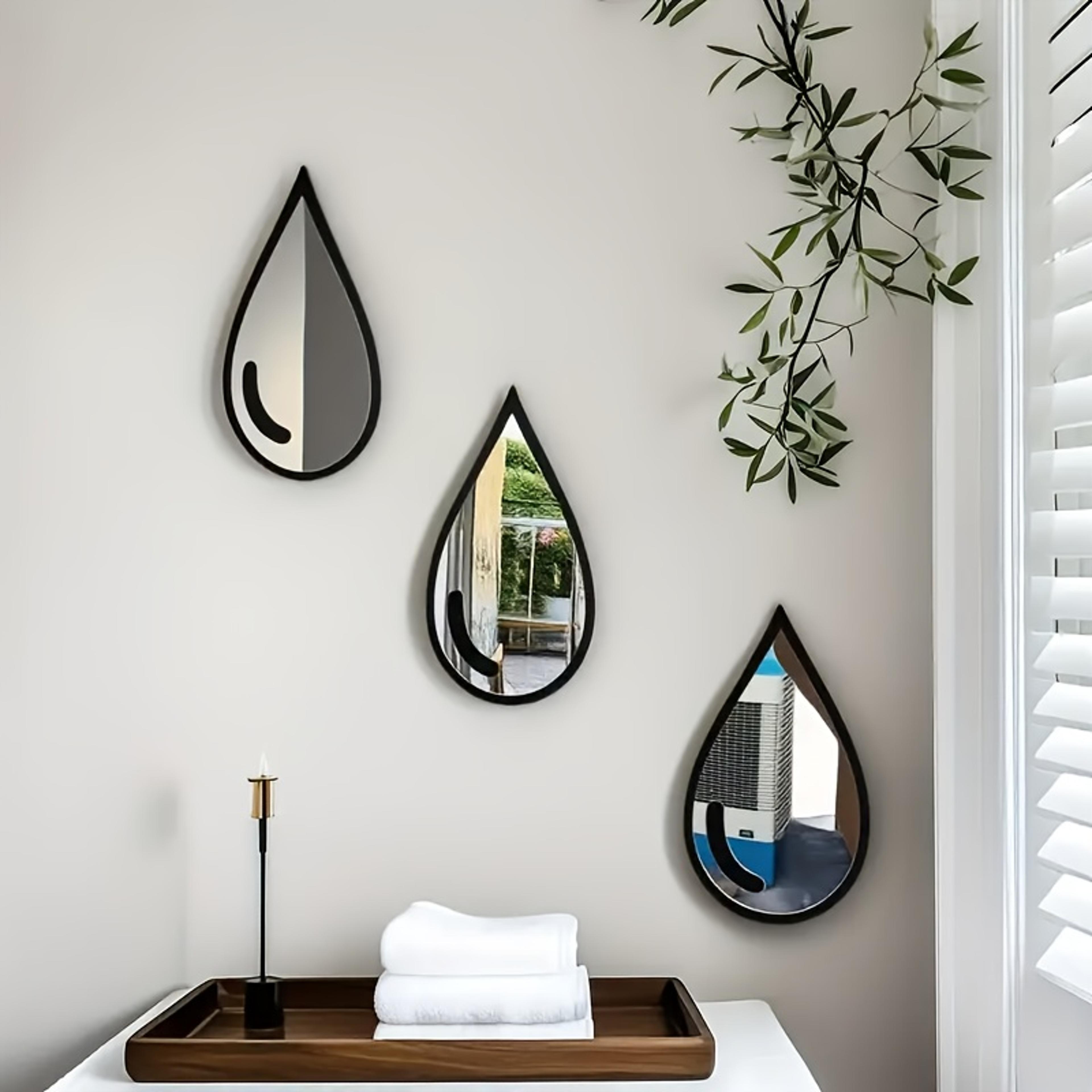 creative boho wall mirror teardrop set with black frame for modern minimalist home decor