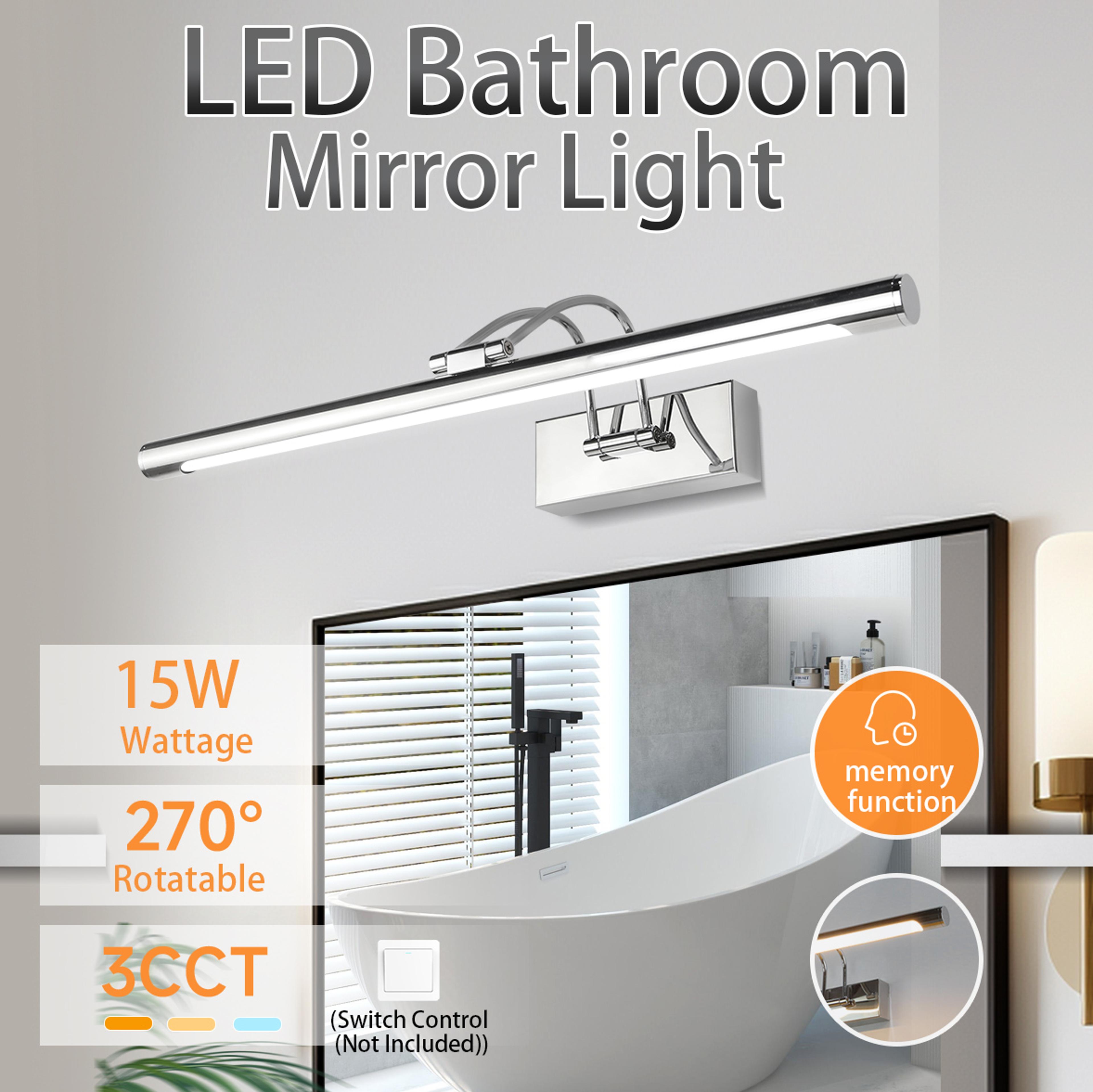 mirror light fixture with tri color memory mode for bathroom vanity & makeup mirror