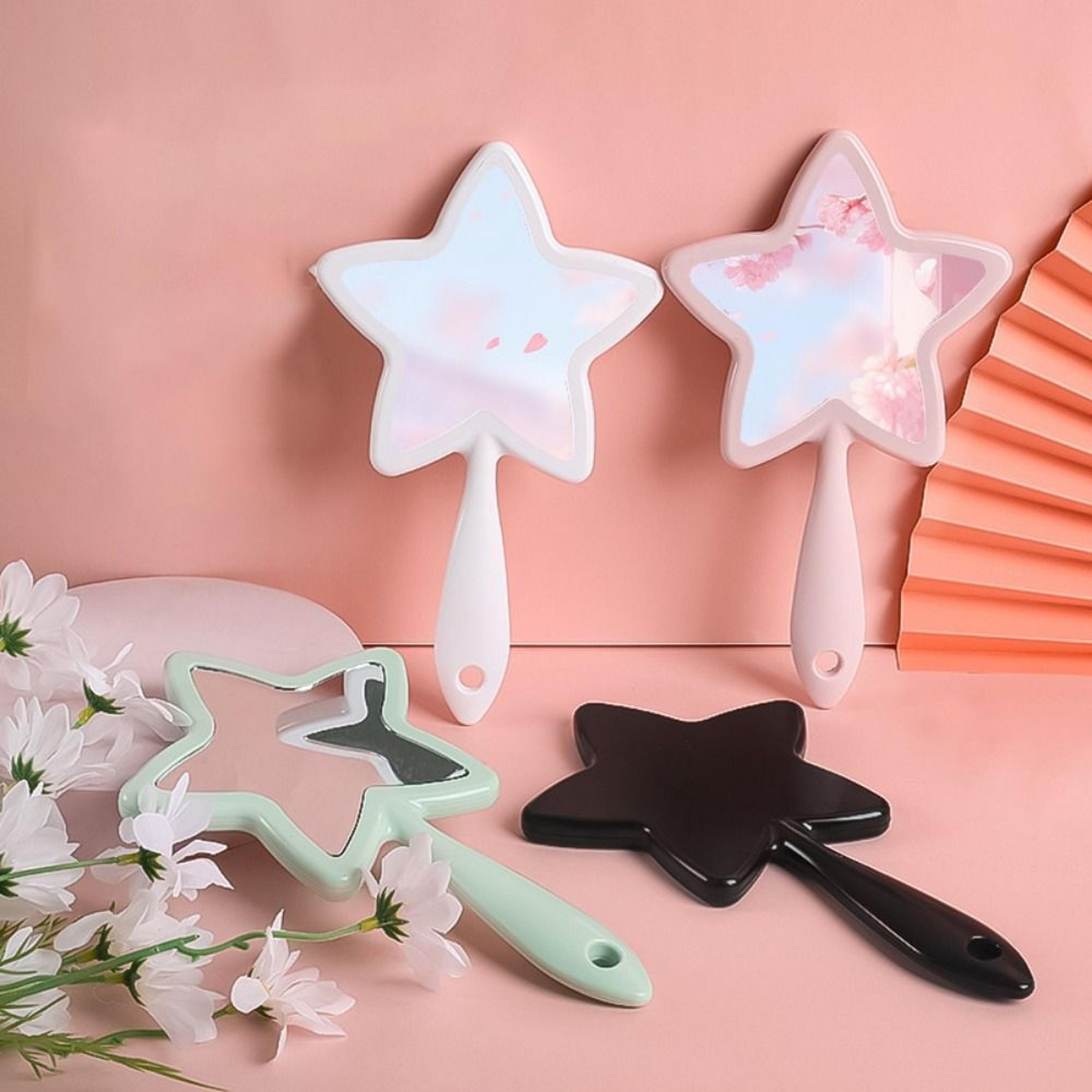 portable star handheld makeup mirror cute plastic vanity mirror with handle