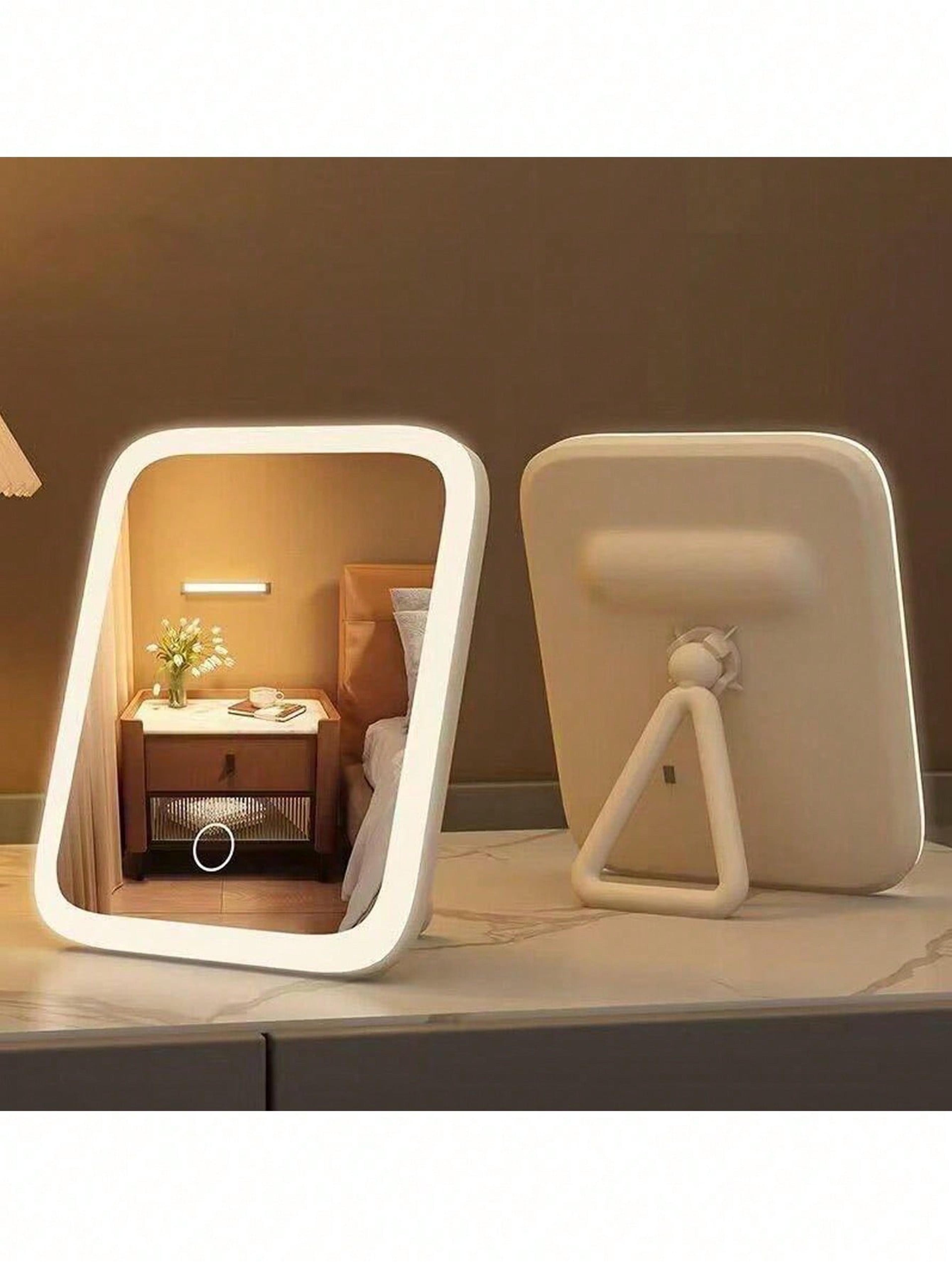 makeup mirror with lights, 360° rotating lighted vanity mirror & touch control usb table mirror
