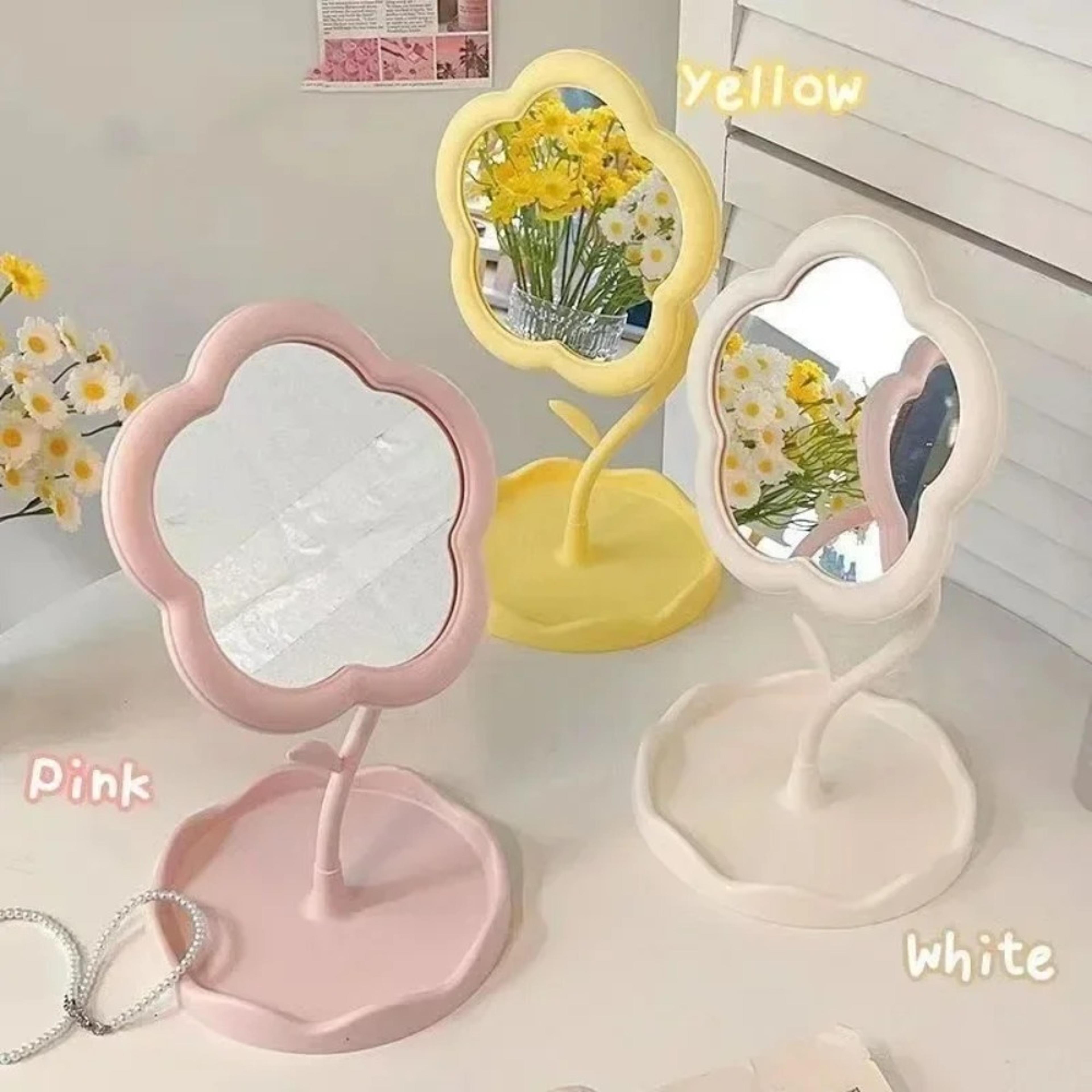 flower vanity mirror for desk cute desktop makeup mirror with hd reflection for bedroom vanity decor