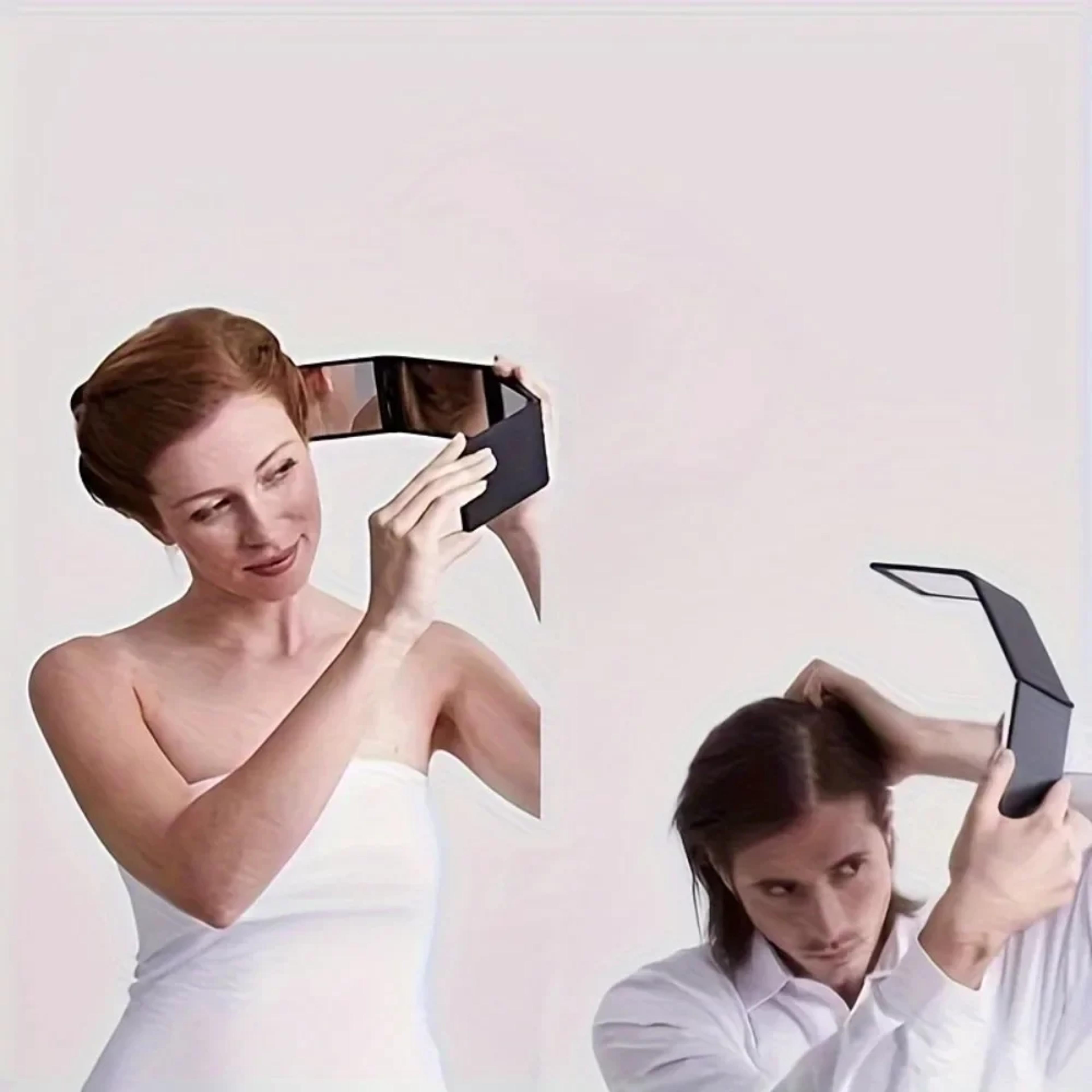 portable hair cutting folding mirror with multi angle rear view for self haircuts & makeup