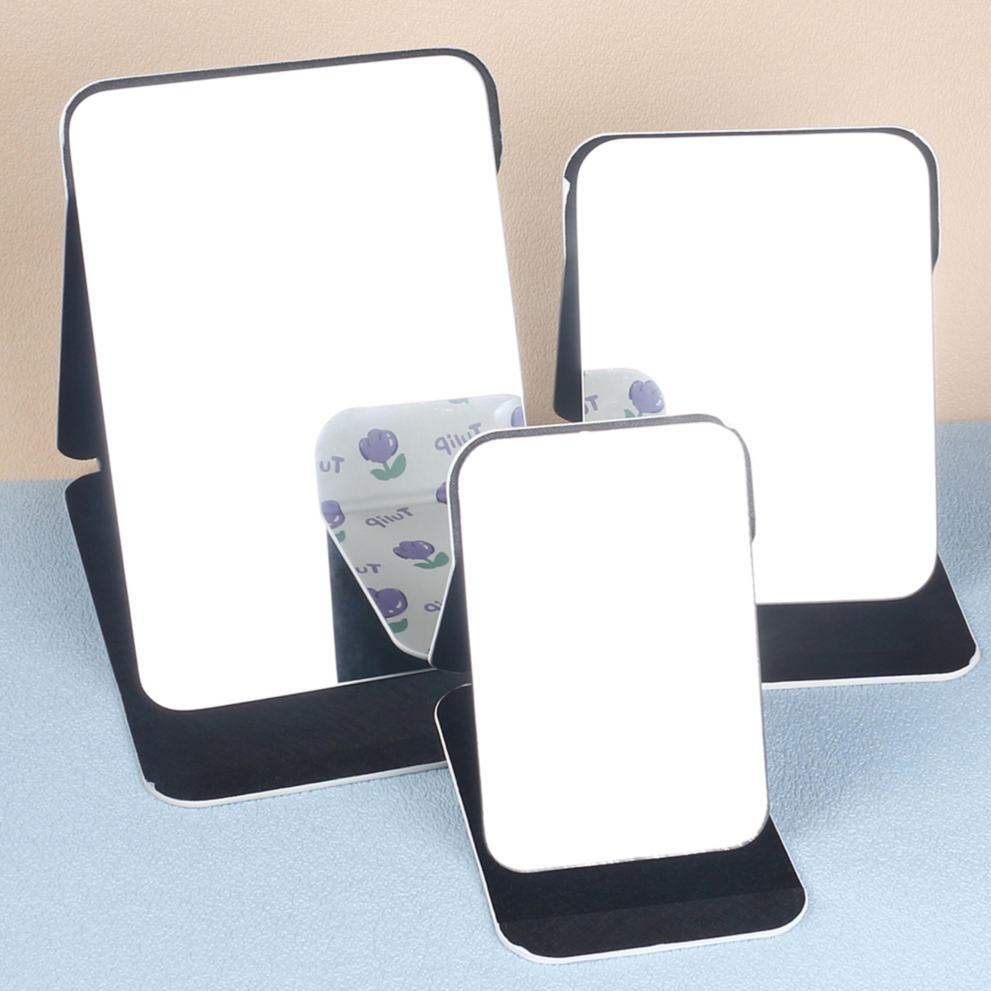 portable foldable makeup mirror with pu leather cover adjustable desktop vanity mirror for travel & office