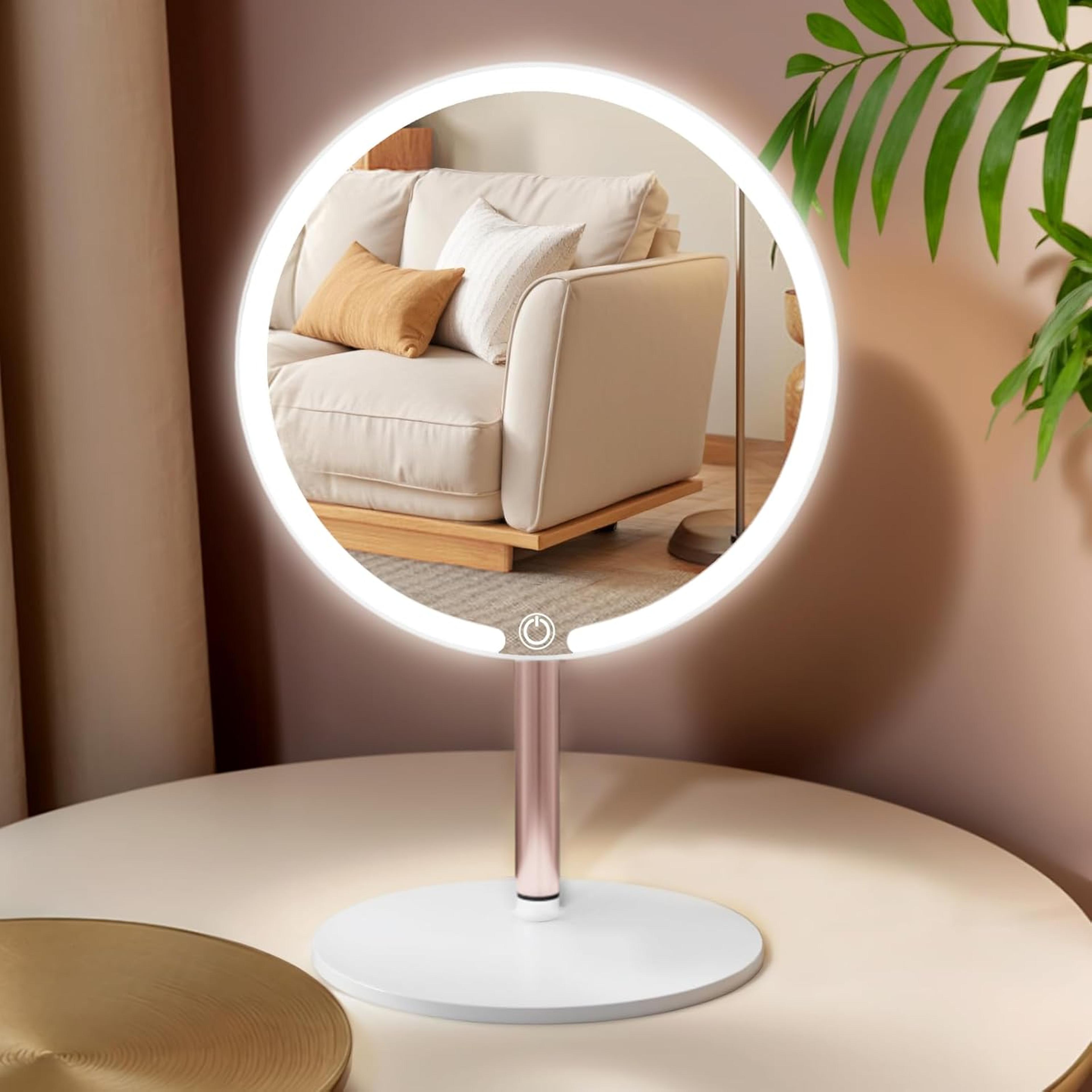 portable led makeup mirror with lights touch control brightness levels adjustable vanity mirror