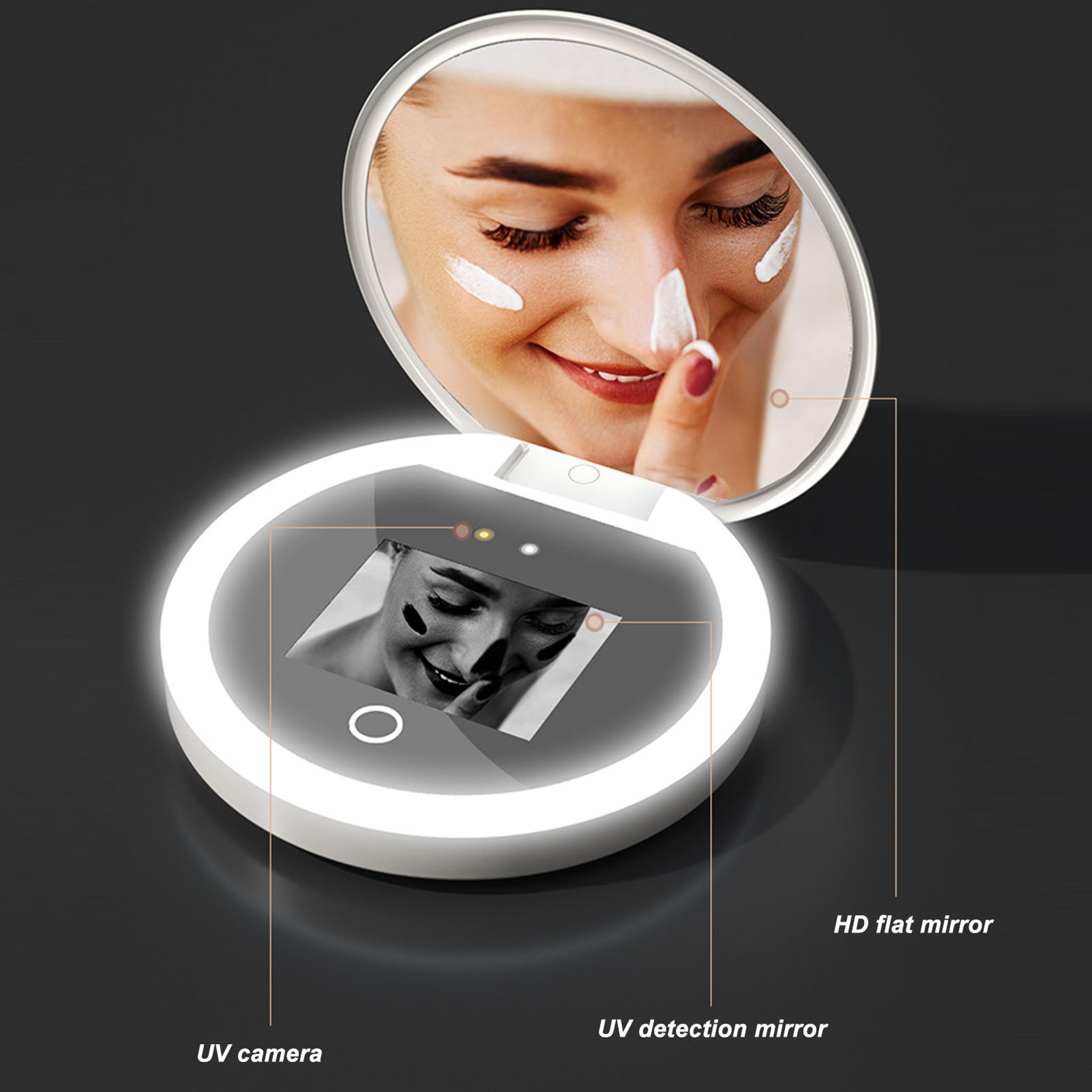 uv sunscreen mirror with led light & magnification travel makeup mirror