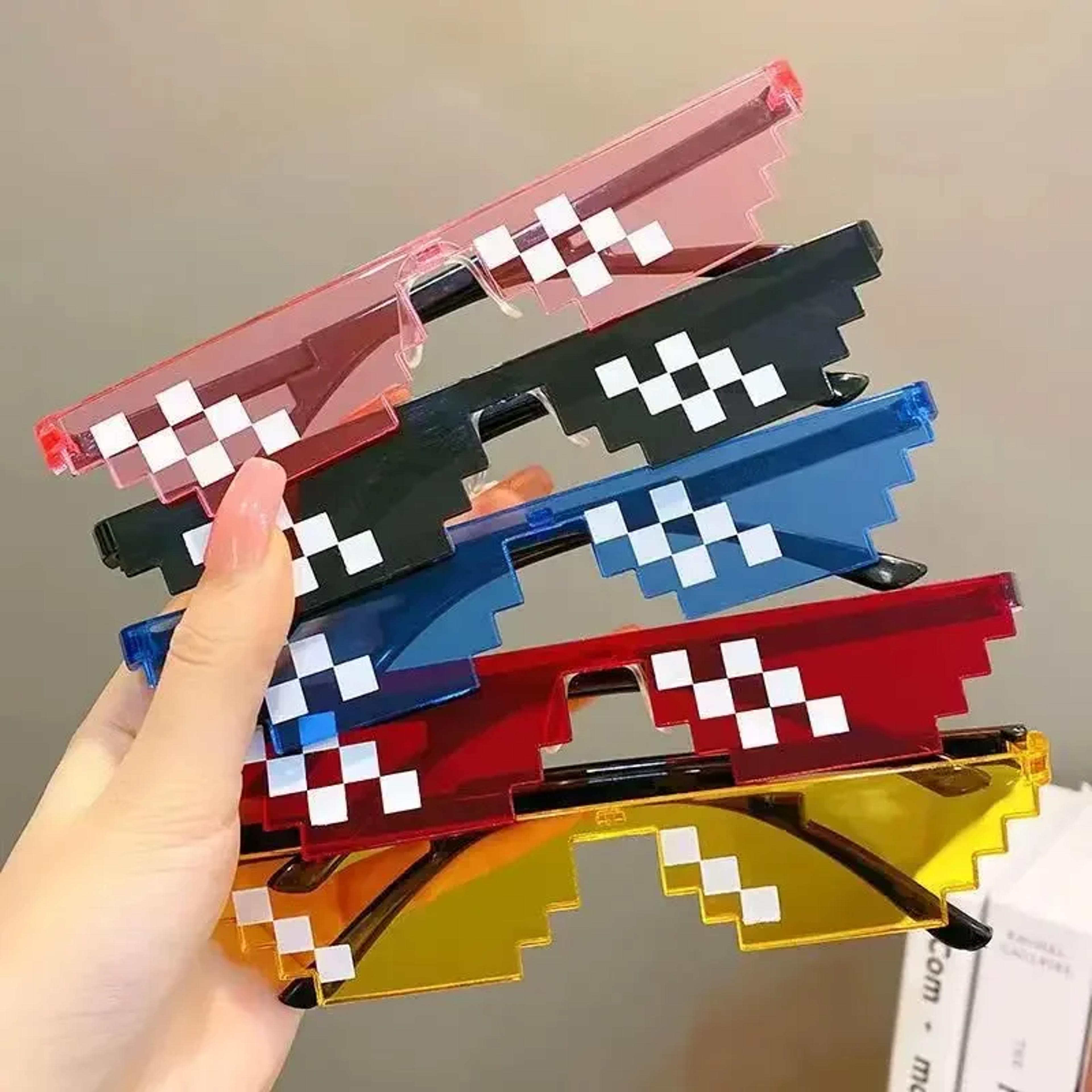 funny pixel sunglasses black mosaic party glasses for costumes & photo booth fun