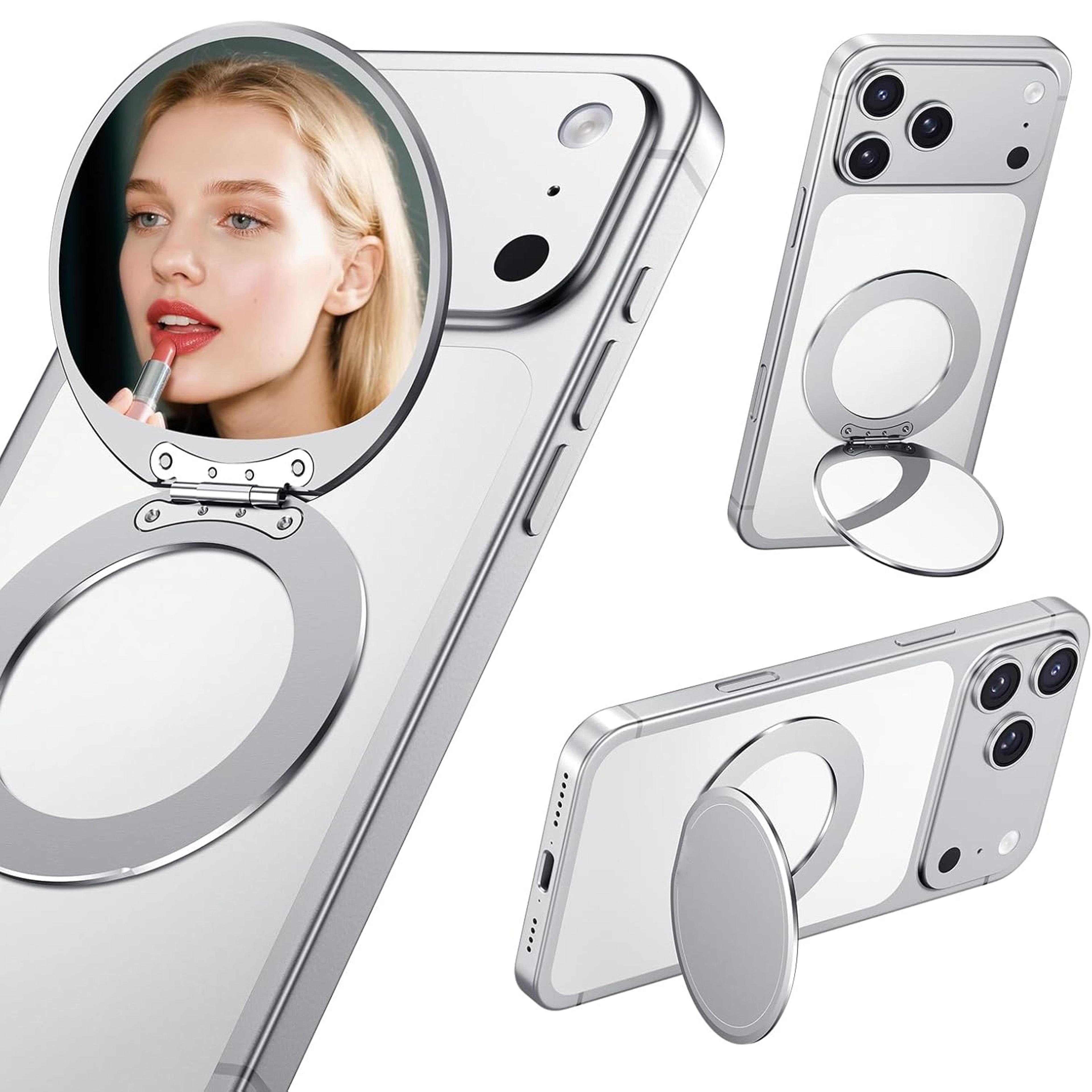 magnetic selfie mirror with stand slim mag safe phone mirror for makeup, selfies & hands free viewing