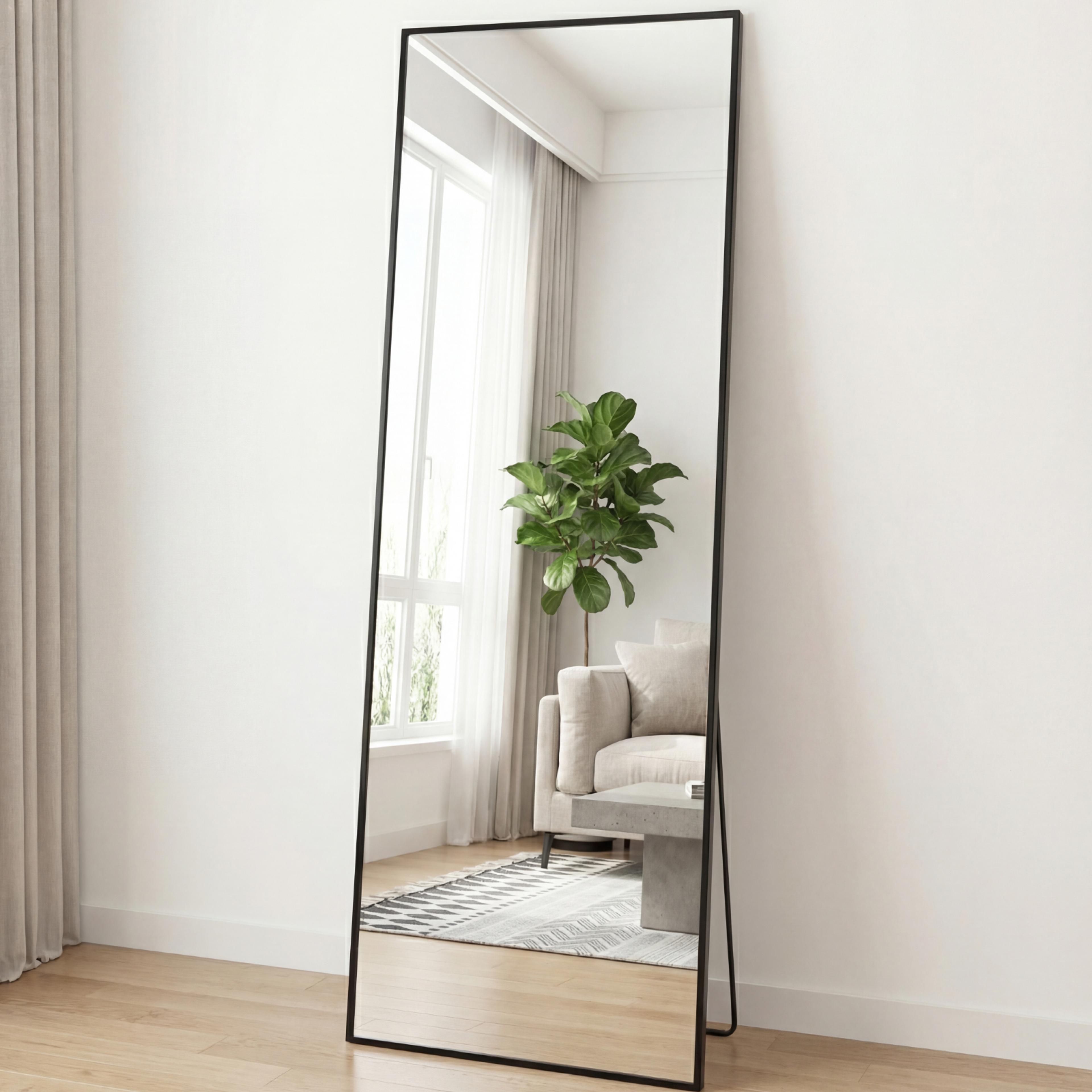 full length mirror standing floor mirror with aluminum frame & wall mount