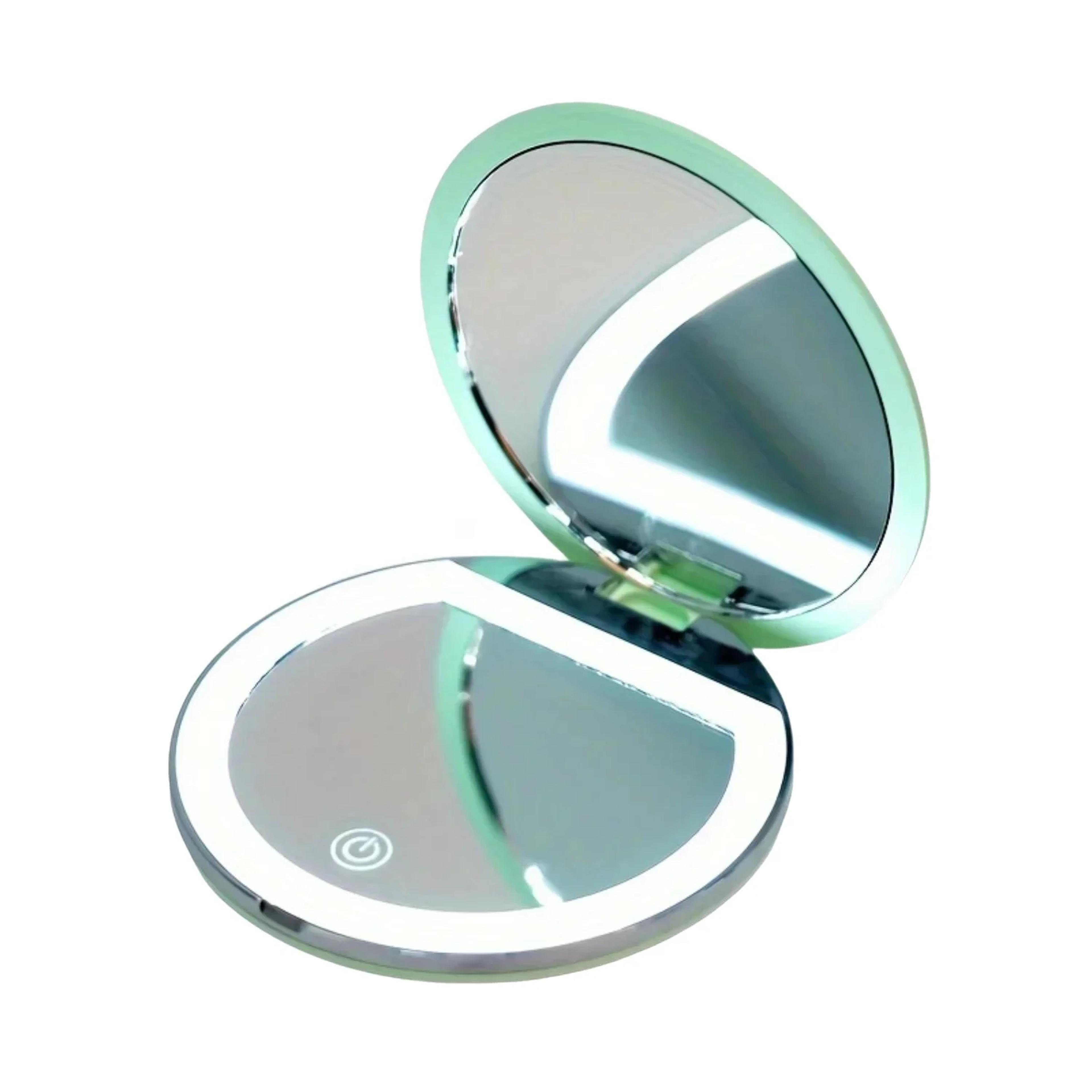 led compact makeup mirror with light, magnifying travel pocket mirror for purse & beauty touch-ups